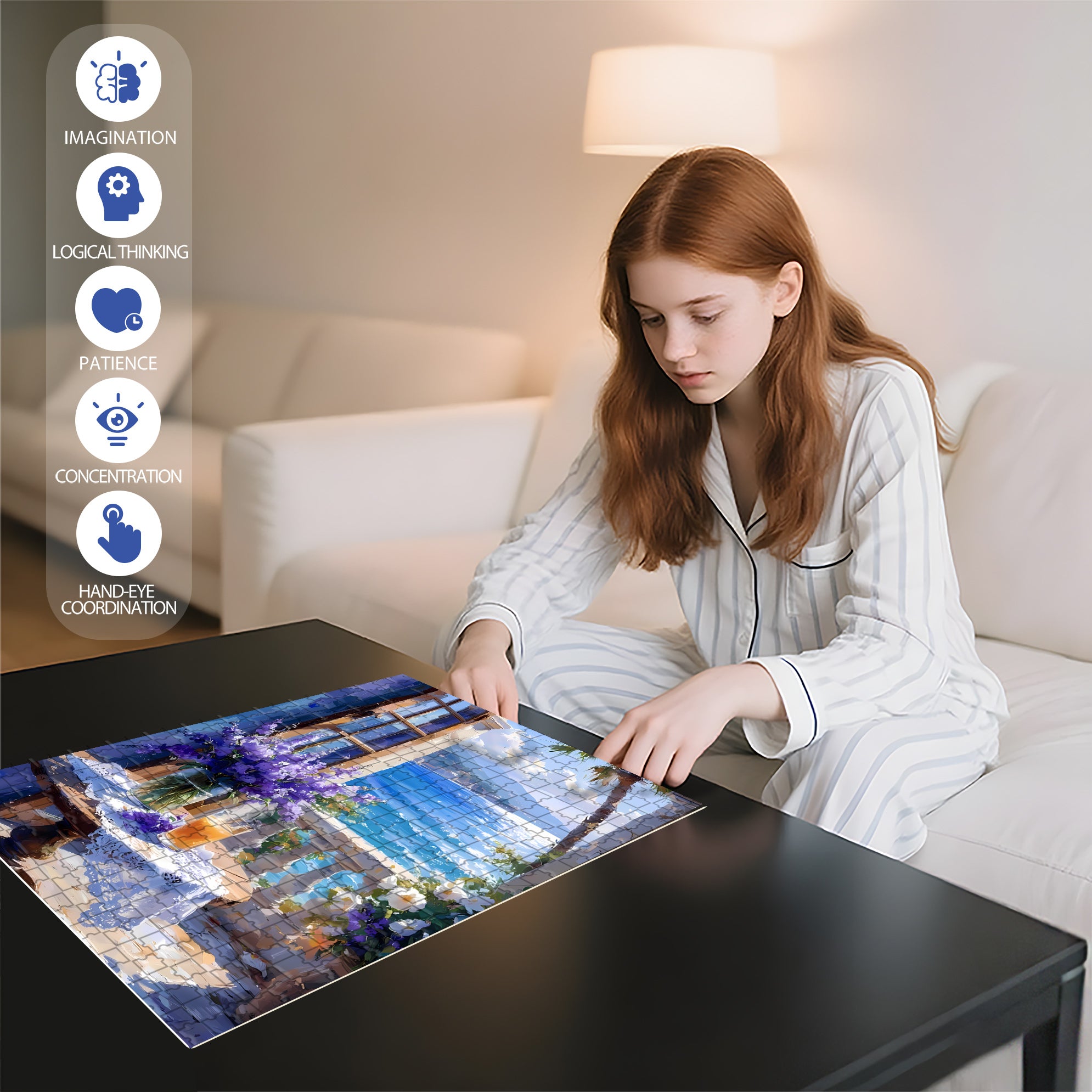 Lavender 500pcs/1000pcs Jigsaw Puzzle, Scratch-Resistant, Interactive Family Game & Brain-Boosting DIY Decor, Perfect for Halloween, Christmas & New Year Gifts, Family Puzzle Game