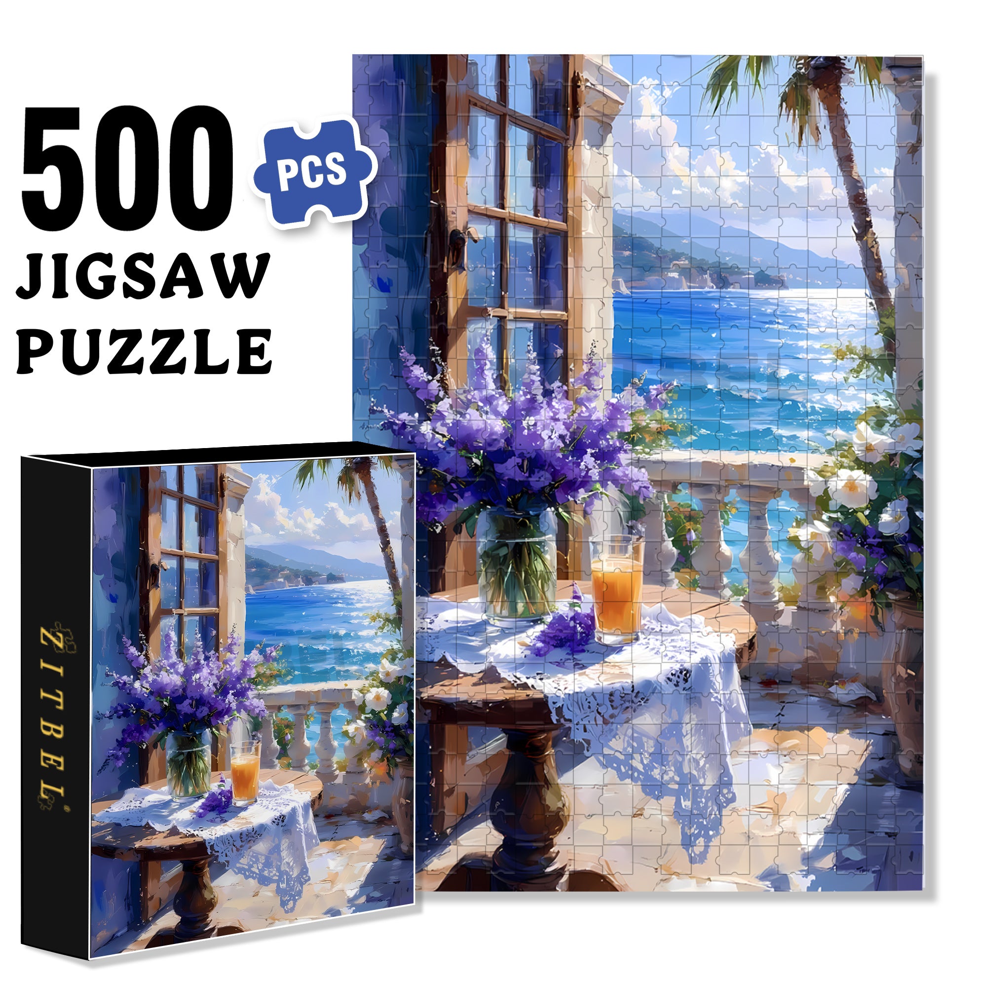Lavender 500pcs/1000pcs Jigsaw Puzzle, Scratch-Resistant, Interactive Family Game & Brain-Boosting DIY Decor, Perfect for Halloween, Christmas & New Year Gifts, Family Puzzle Game