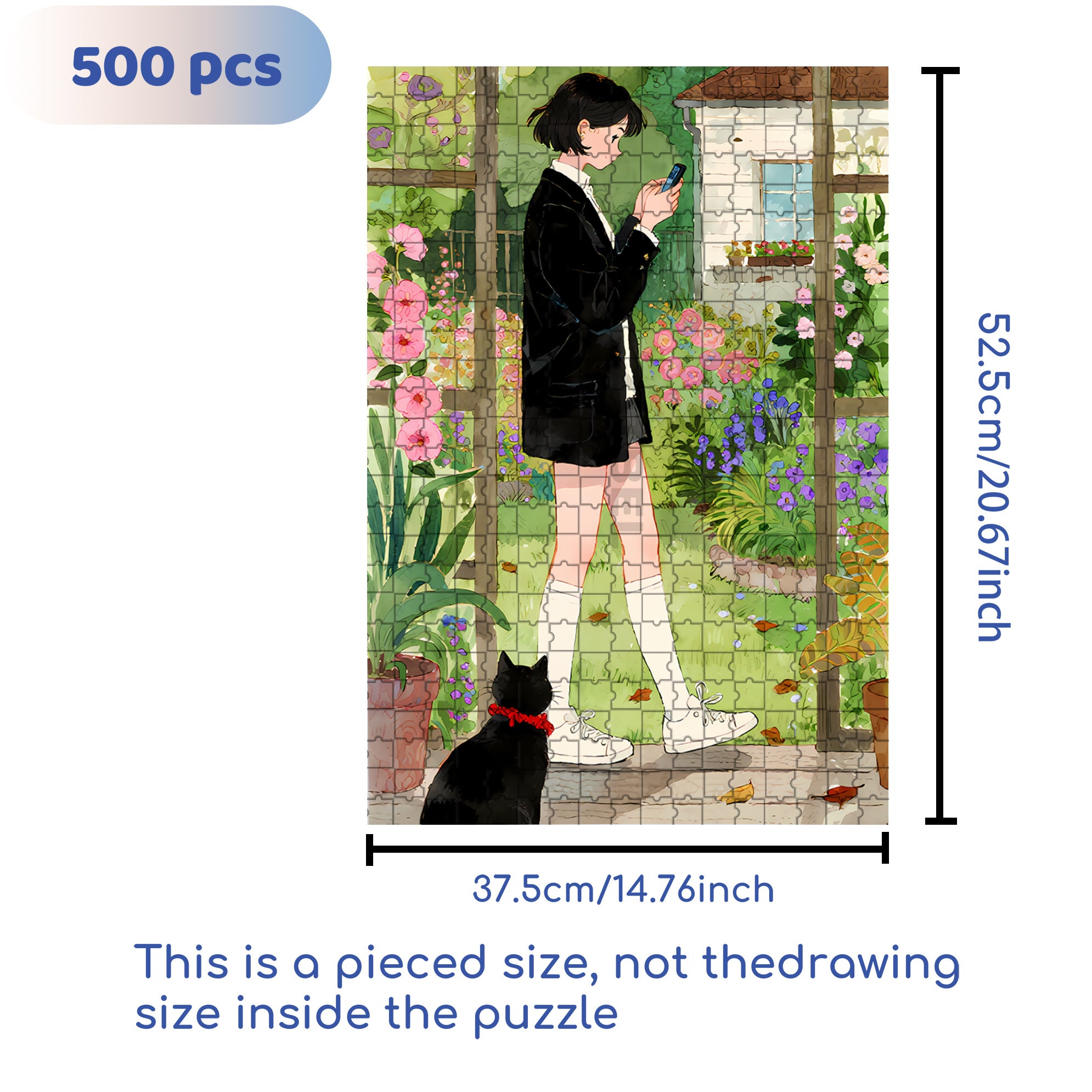 Literary Girl 500pcs/1000pcs Jigsaw Puzzle, Scratch-Resistant, Interactive Family Game & Brain-Boosting DIY Decor, Perfect for Halloween, Christmas & New Year Gifts, Family Puzzle Game