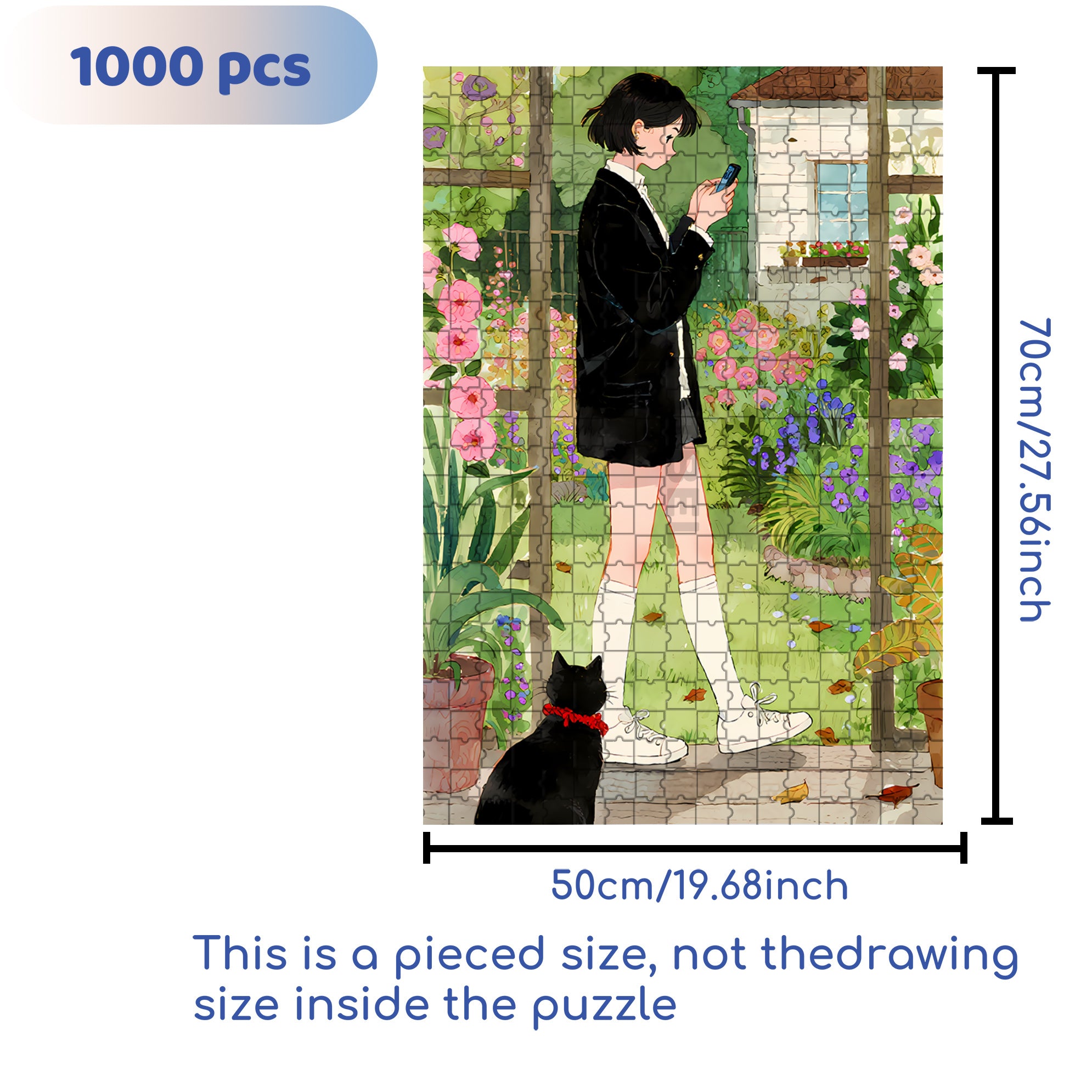 Literary Girl 500pcs/1000pcs Jigsaw Puzzle, Scratch-Resistant, Interactive Family Game & Brain-Boosting DIY Decor, Perfect for Halloween, Christmas & New Year Gifts, Family Puzzle Game