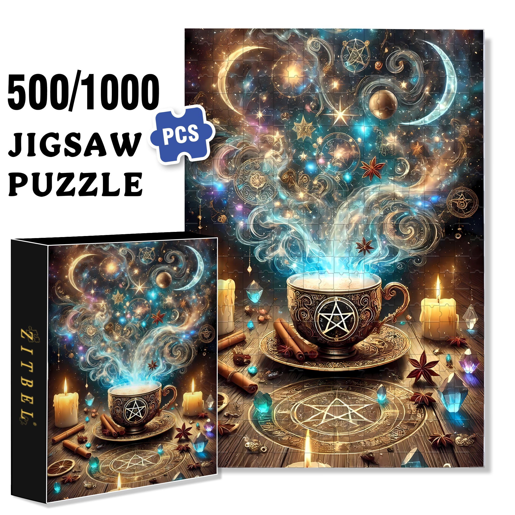 Magic 500pcs/1000pcs Jigsaw Puzzle, Scratch-Resistant, Interactive Family Game & Brain-Boosting DIY Decor, Perfect for Halloween, Christmas & New Year Gifts, Family Puzzle Game
