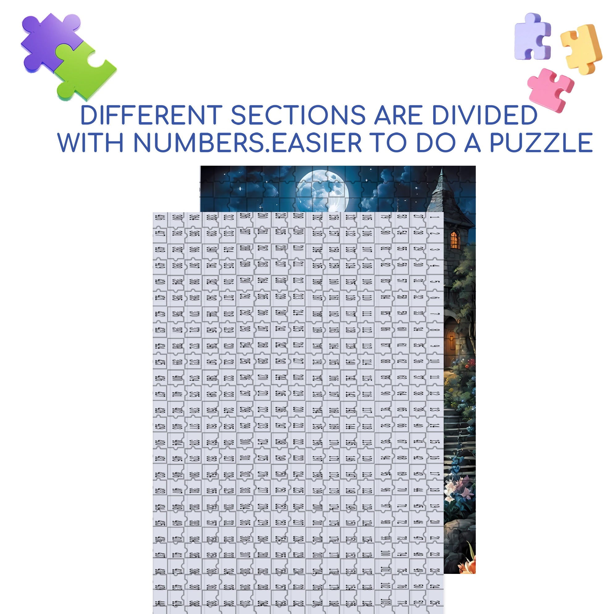 Moonlit Night 500pcs/1000pcs Jigsaw Puzzle, Scratch-Resistant, Interactive Family Game & Brain-Boosting DIY Decor, Perfect for Halloween, Christmas & New Year Gifts, Family Puzzle Game
