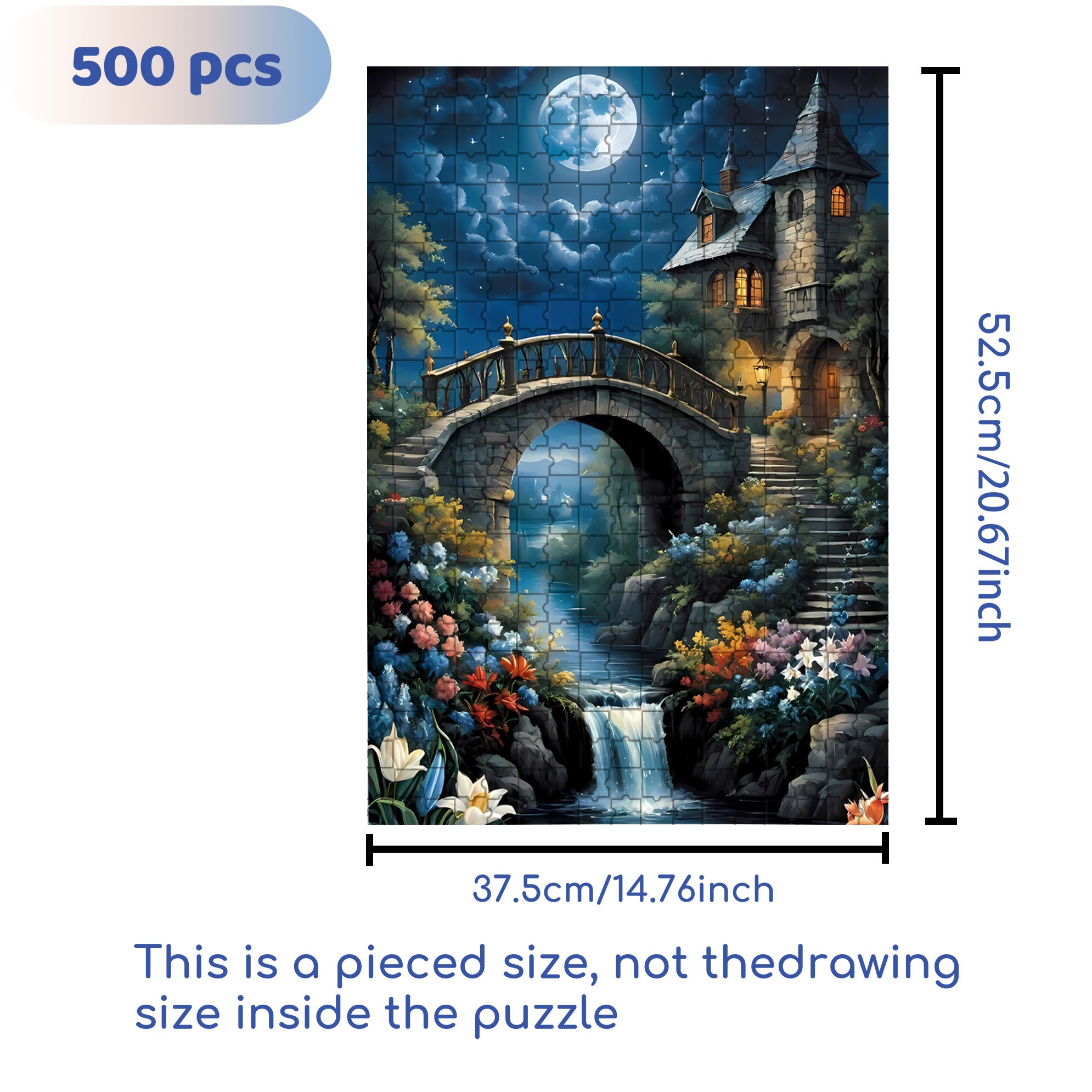 Moonlit Night 500pcs/1000pcs Jigsaw Puzzle, Scratch-Resistant, Interactive Family Game & Brain-Boosting DIY Decor, Perfect for Halloween, Christmas & New Year Gifts, Family Puzzle Game