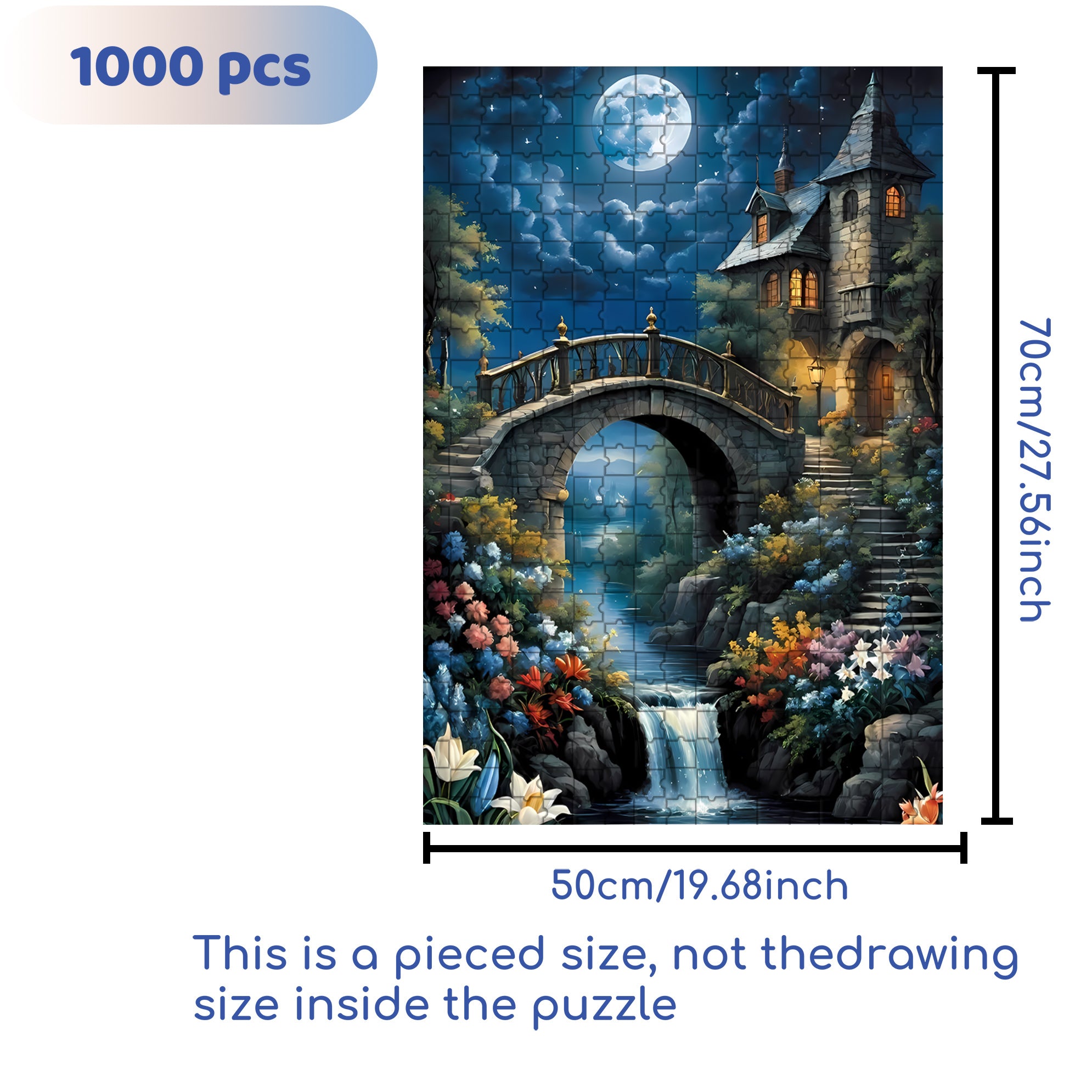 Moonlit Night 500pcs/1000pcs Jigsaw Puzzle, Scratch-Resistant, Interactive Family Game & Brain-Boosting DIY Decor, Perfect for Halloween, Christmas & New Year Gifts, Family Puzzle Game
