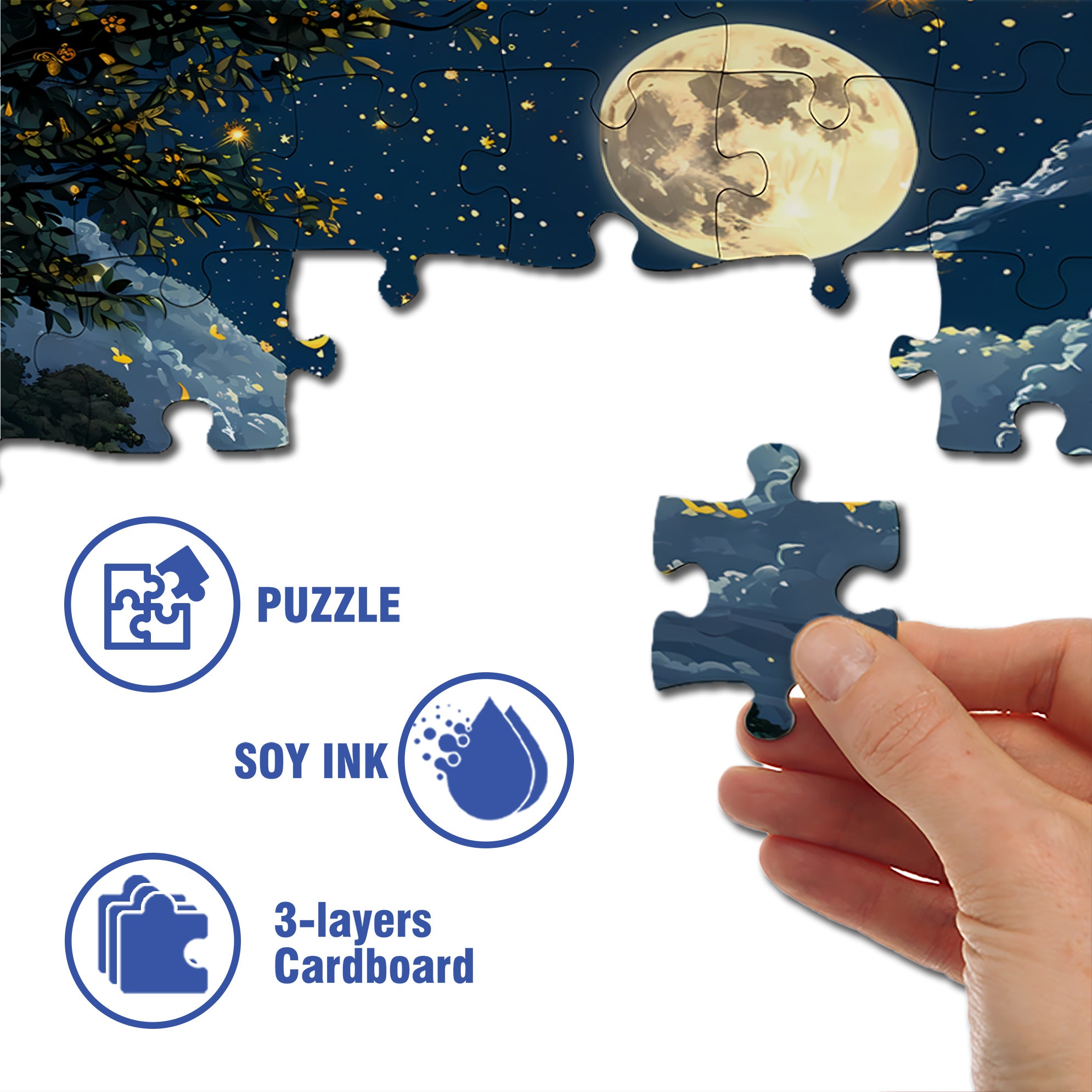 Moonlit Swan 500pcs/1000pcs Jigsaw Puzzle, Scratch-Resistant, Interactive Family Game & Brain-Boosting DIY Decor, Perfect for Halloween, Christmas & New Year Gifts, Family Puzzle Game