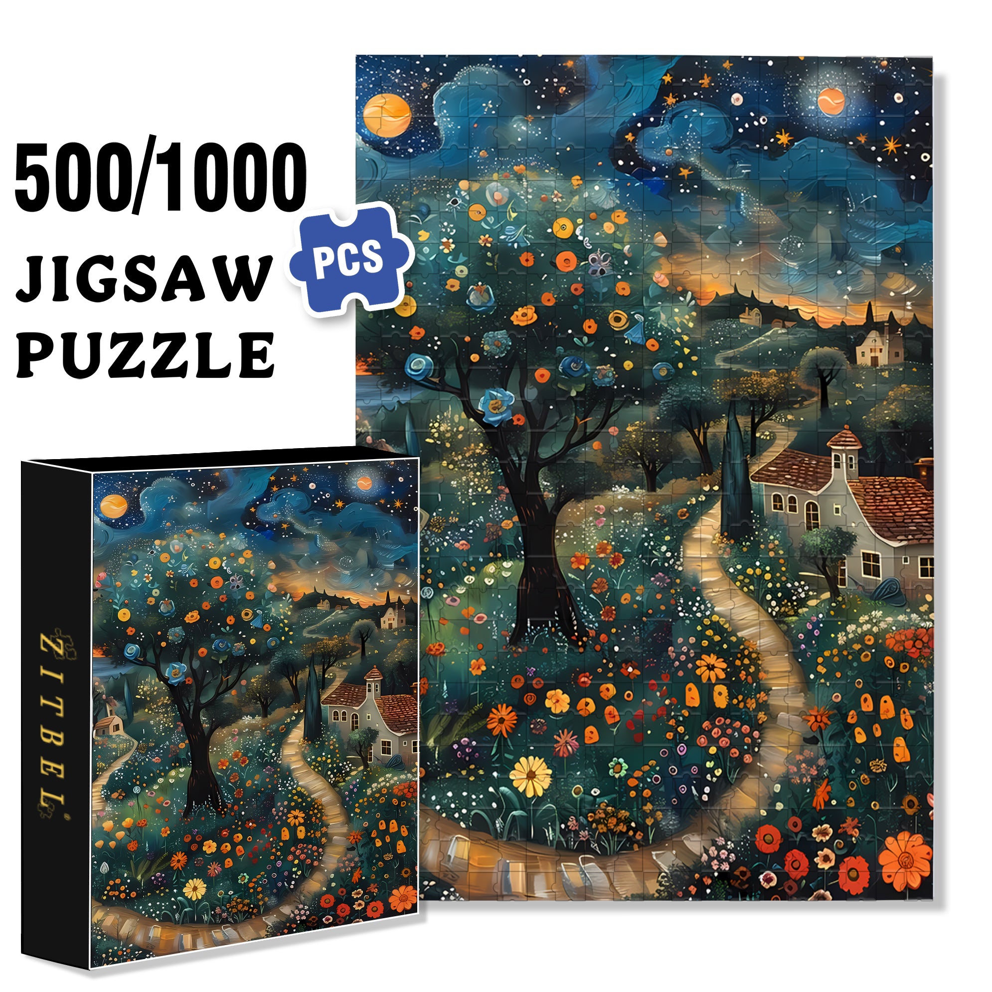 Nakata 500pcs/1000pcs Jigsaw Puzzle, Scratch-Resistant, Interactive Family Game & Brain-Boosting DIY Decor, Perfect for Halloween, Christmas & New Year Gifts, Family Puzzle Game