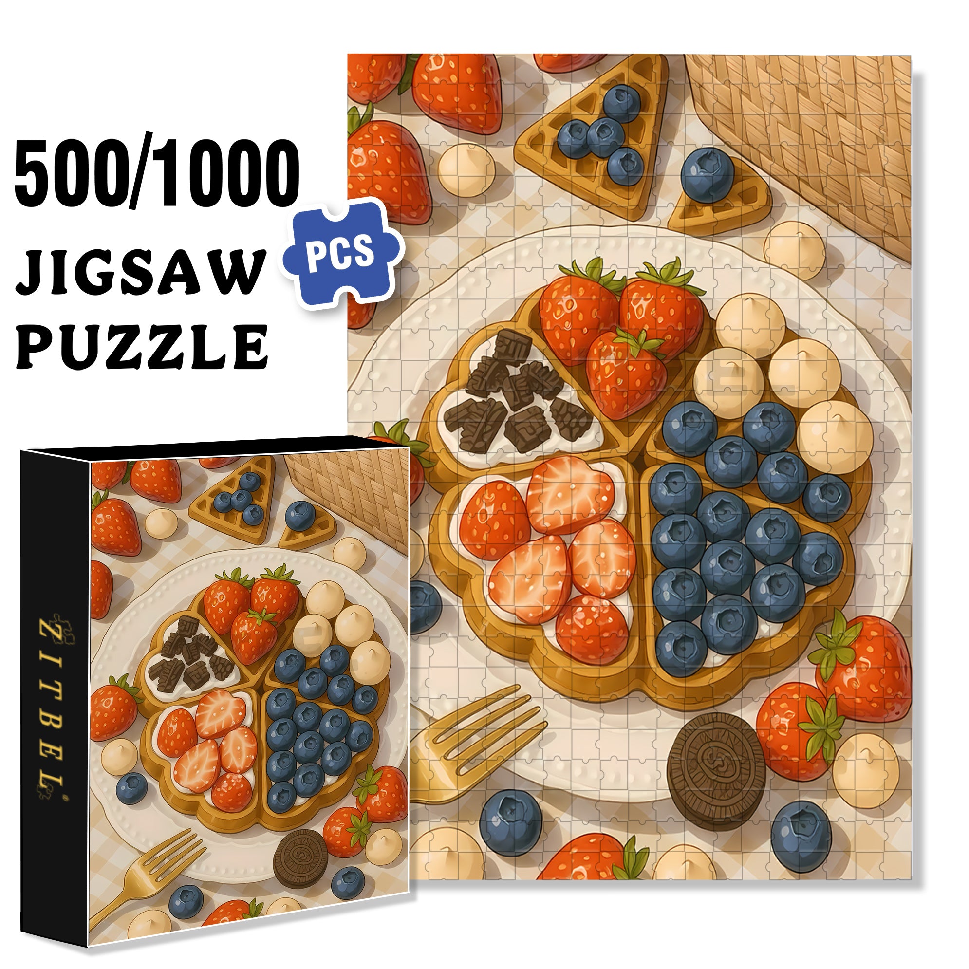 Pancake 500pcs/1000pcs Jigsaw Puzzle, Scratch-Resistant, Interactive Family Game & Brain-Boosting DIY Decor, Perfect for Halloween, Christmas & New Year Gifts, Family Puzzle Game