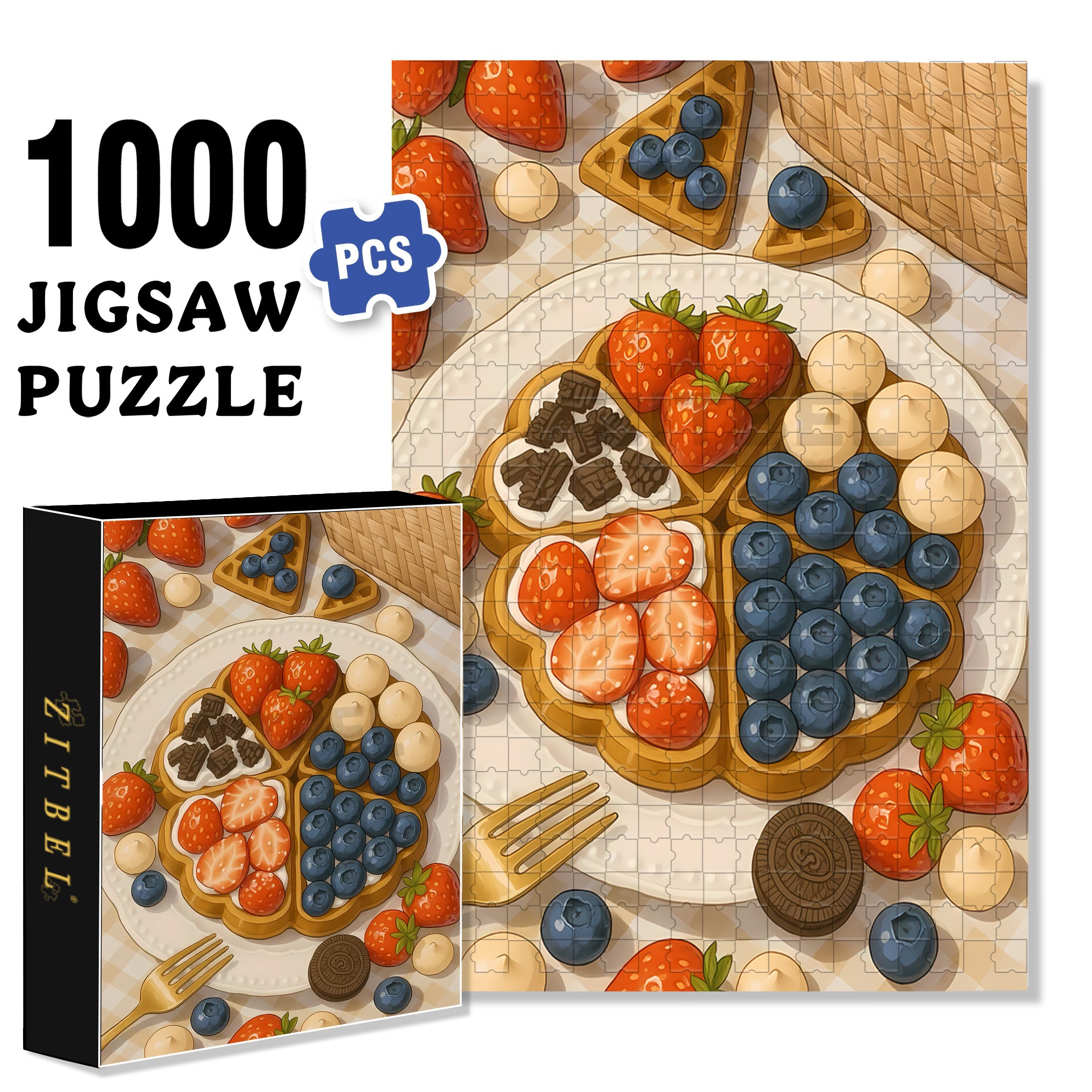 Pancake 500pcs/1000pcs Jigsaw Puzzle, Scratch-Resistant, Interactive Family Game & Brain-Boosting DIY Decor, Perfect for Halloween, Christmas & New Year Gifts, Family Puzzle Game