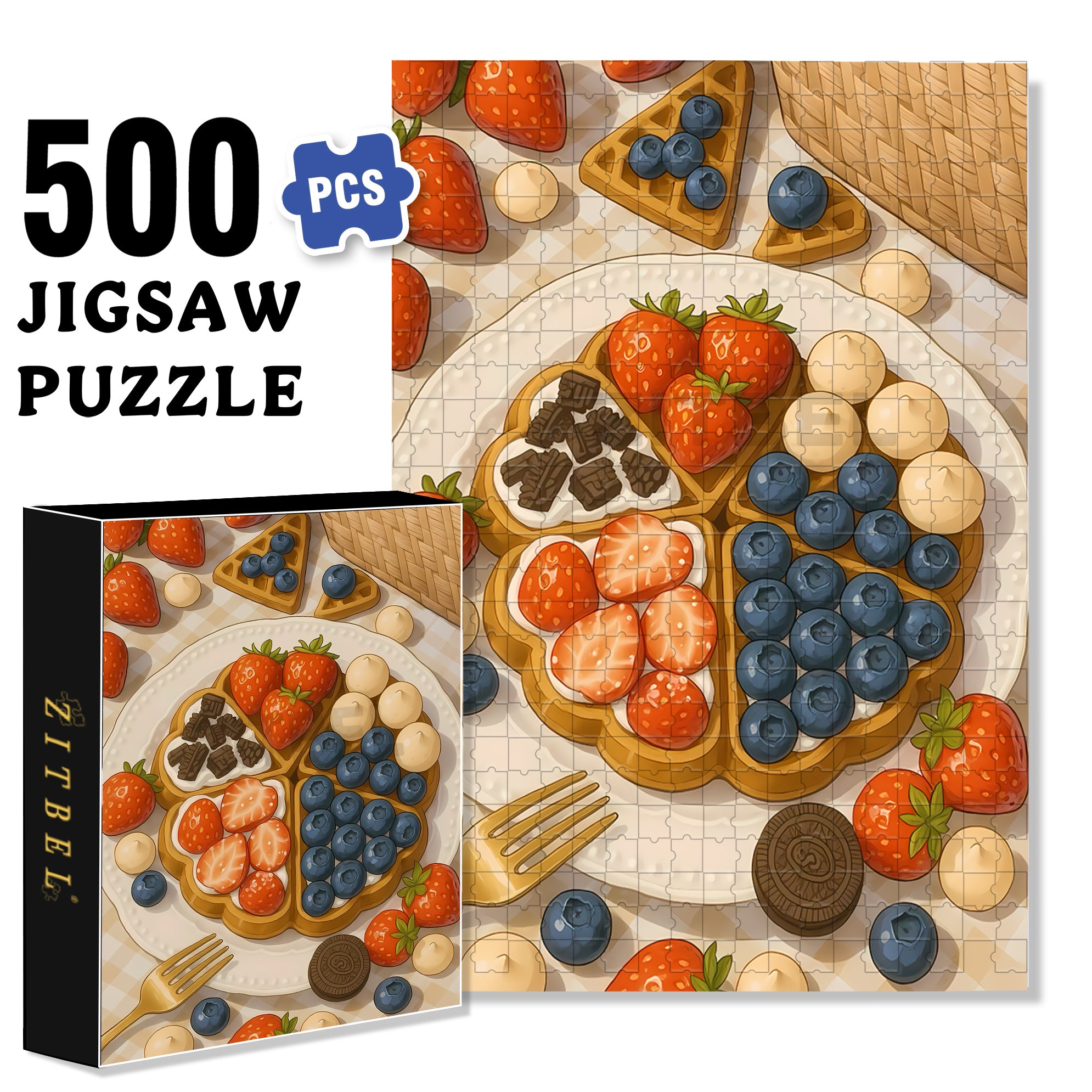 Pancake 500pcs/1000pcs Jigsaw Puzzle, Scratch-Resistant, Interactive Family Game & Brain-Boosting DIY Decor, Perfect for Halloween, Christmas & New Year Gifts, Family Puzzle Game