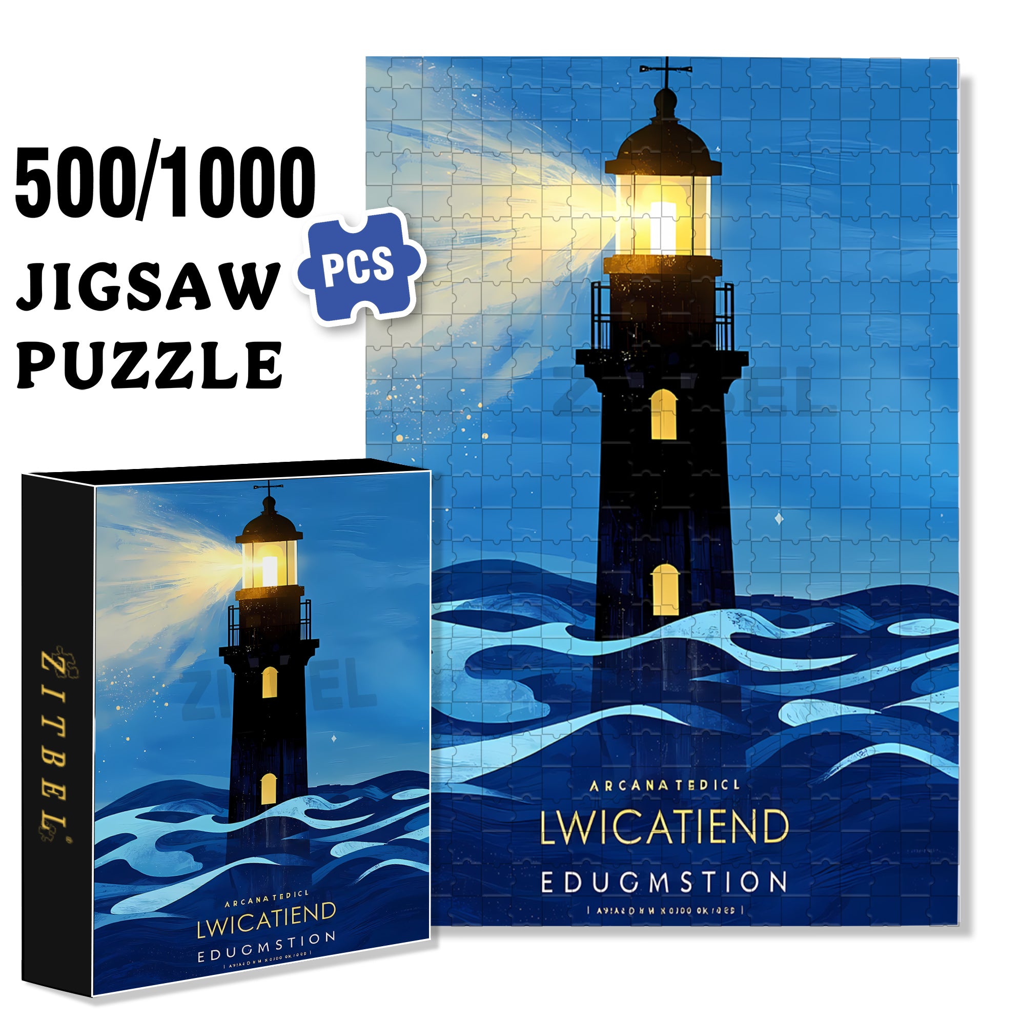 Pharos 500pcs/1000pcs Jigsaw Puzzle, Scratch-Resistant, Interactive Family Game & Brain-Boosting DIY Decor, Perfect for Halloween, Christmas & New Year Gifts, Family Puzzle Game