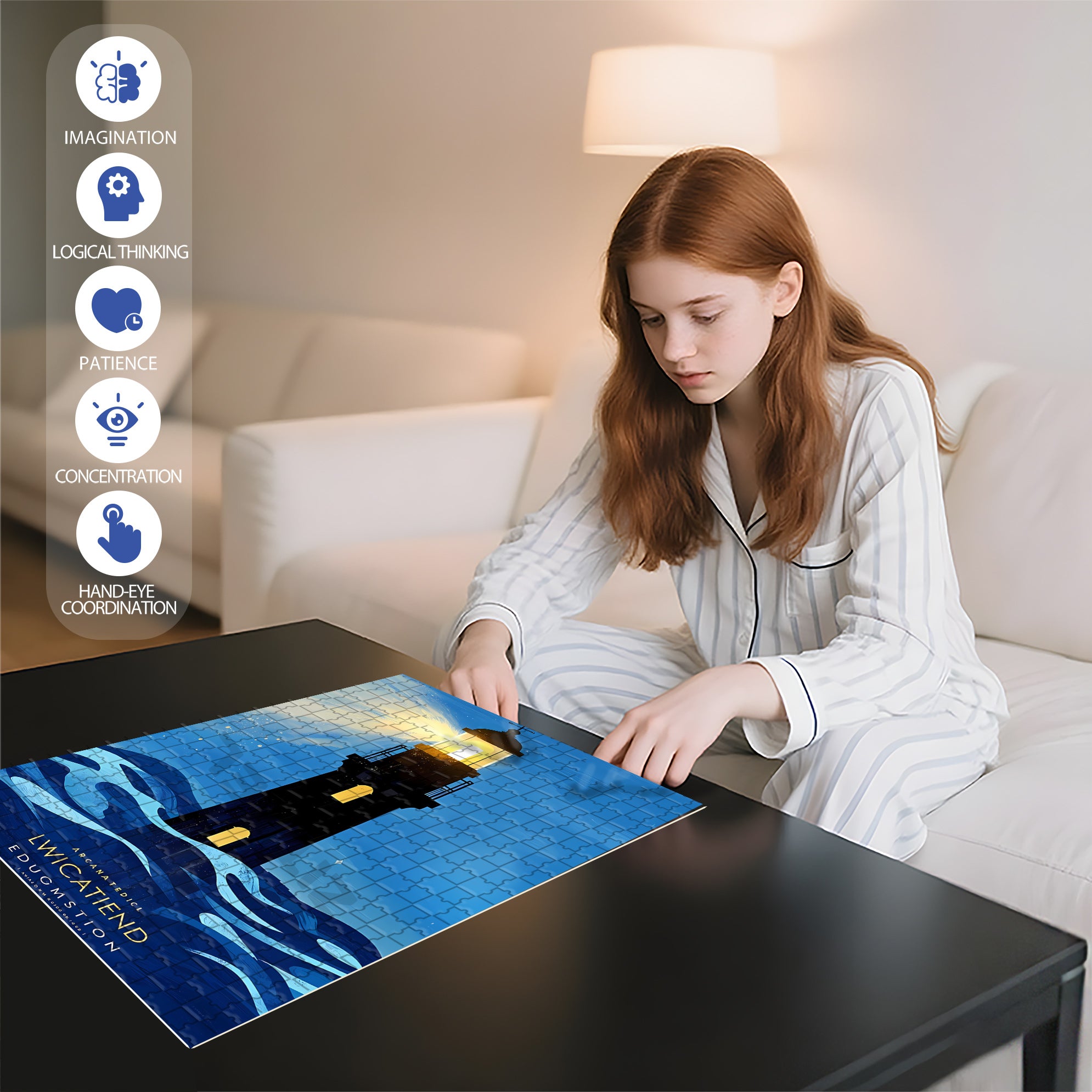 Pharos 500pcs/1000pcs Jigsaw Puzzle, Scratch-Resistant, Interactive Family Game & Brain-Boosting DIY Decor, Perfect for Halloween, Christmas & New Year Gifts, Family Puzzle Game