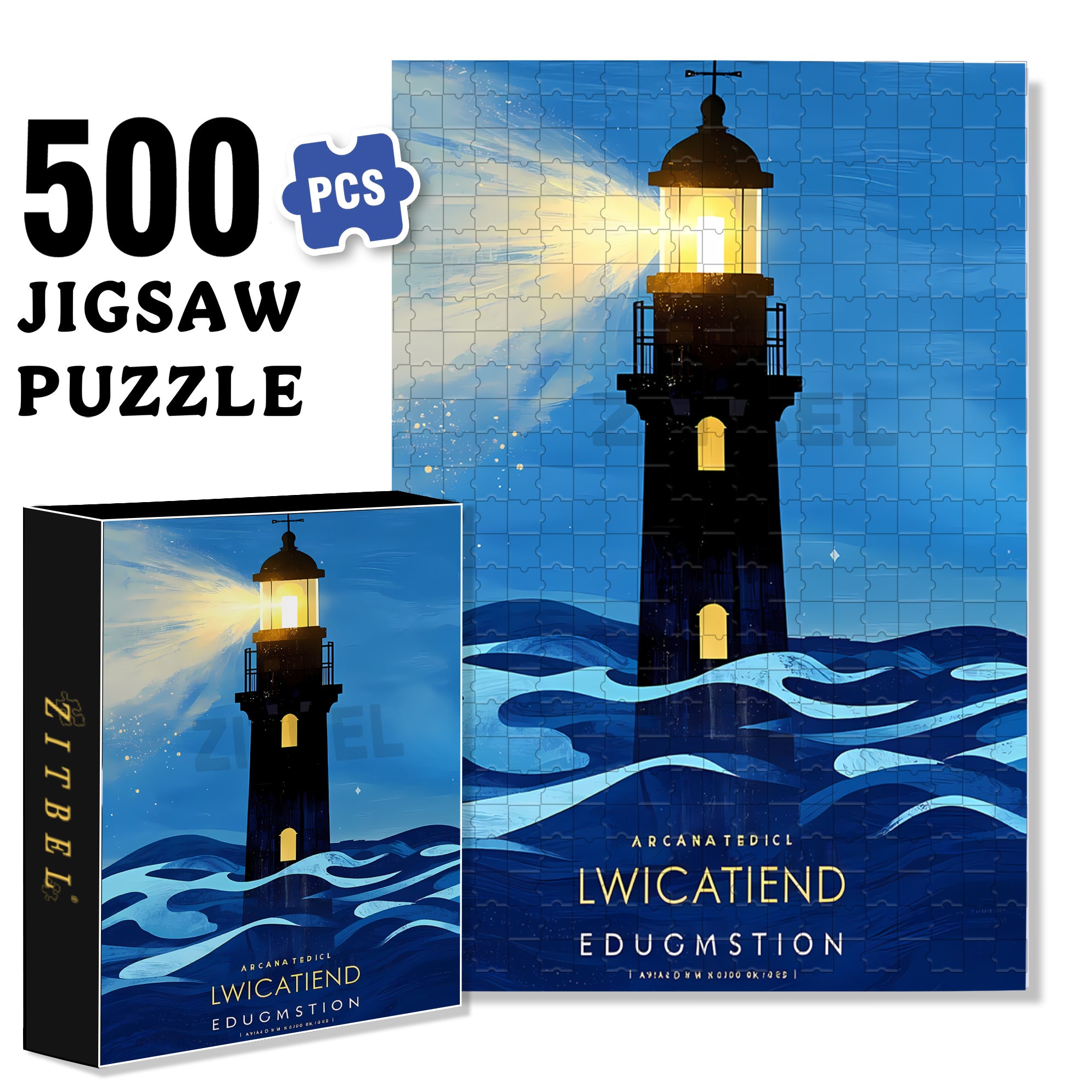 Pharos 500pcs/1000pcs Jigsaw Puzzle, Scratch-Resistant, Interactive Family Game & Brain-Boosting DIY Decor, Perfect for Halloween, Christmas & New Year Gifts, Family Puzzle Game