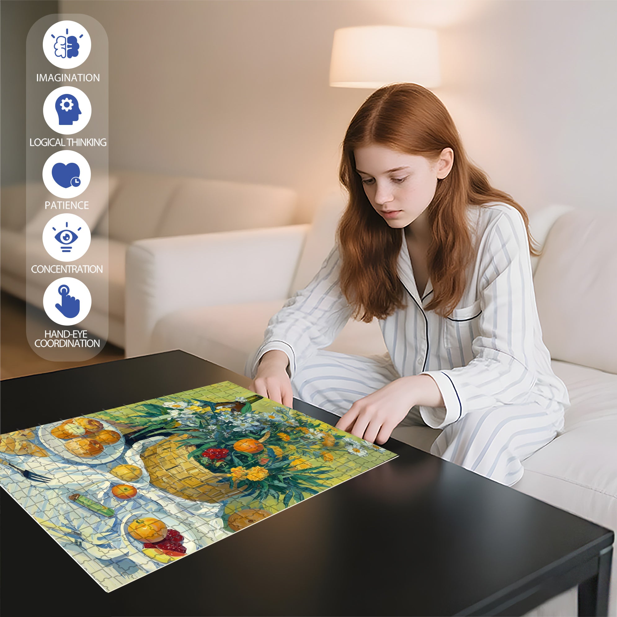 Picnic Basket 500pcs/1000pcs Jigsaw Puzzle, Scratch-Resistant, Interactive Family Game & Brain-Boosting DIY Decor, Perfect for Halloween, Christmas & New Year Gifts, Family Puzzle Game