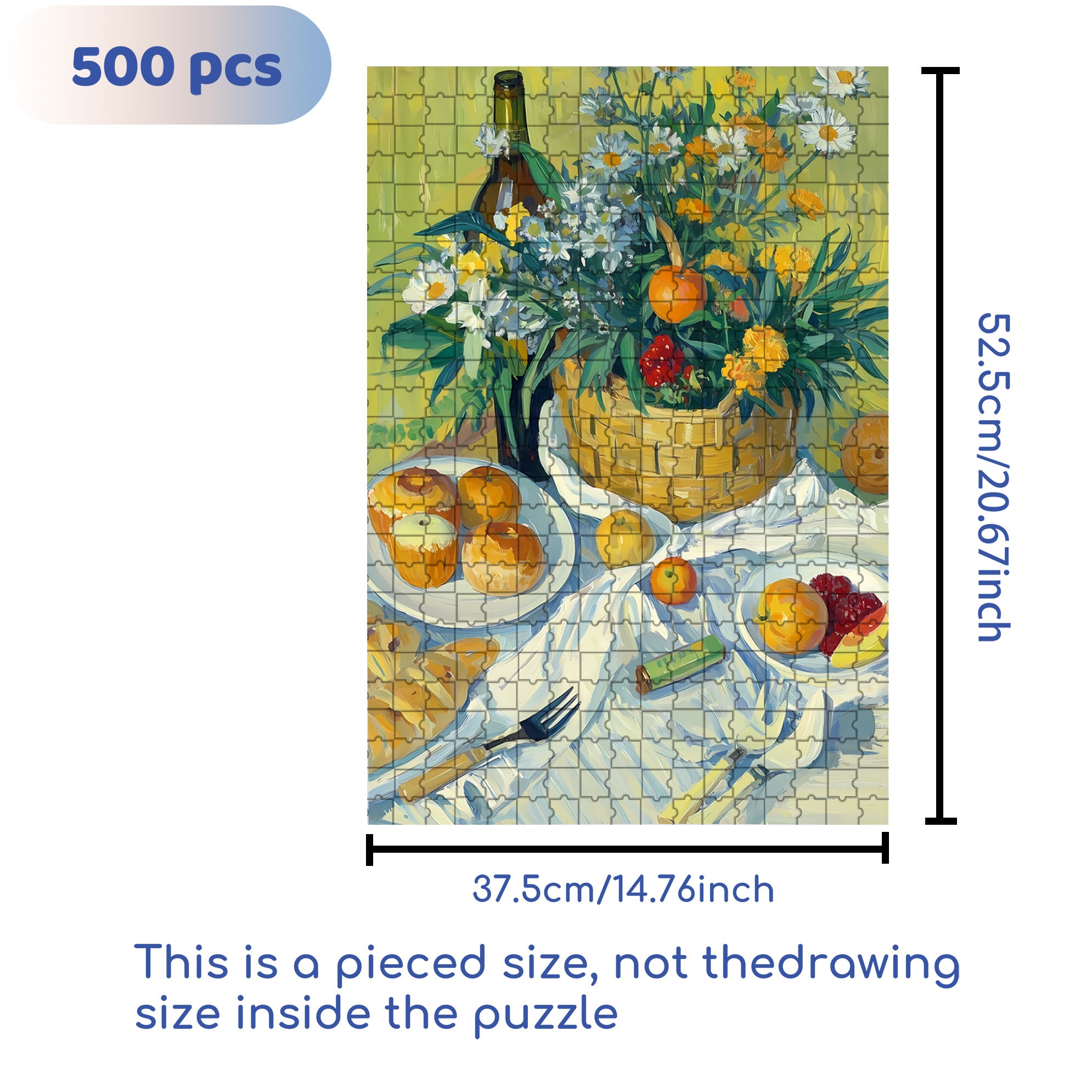 Picnic Basket 500pcs/1000pcs Jigsaw Puzzle, Scratch-Resistant, Interactive Family Game & Brain-Boosting DIY Decor, Perfect for Halloween, Christmas & New Year Gifts, Family Puzzle Game