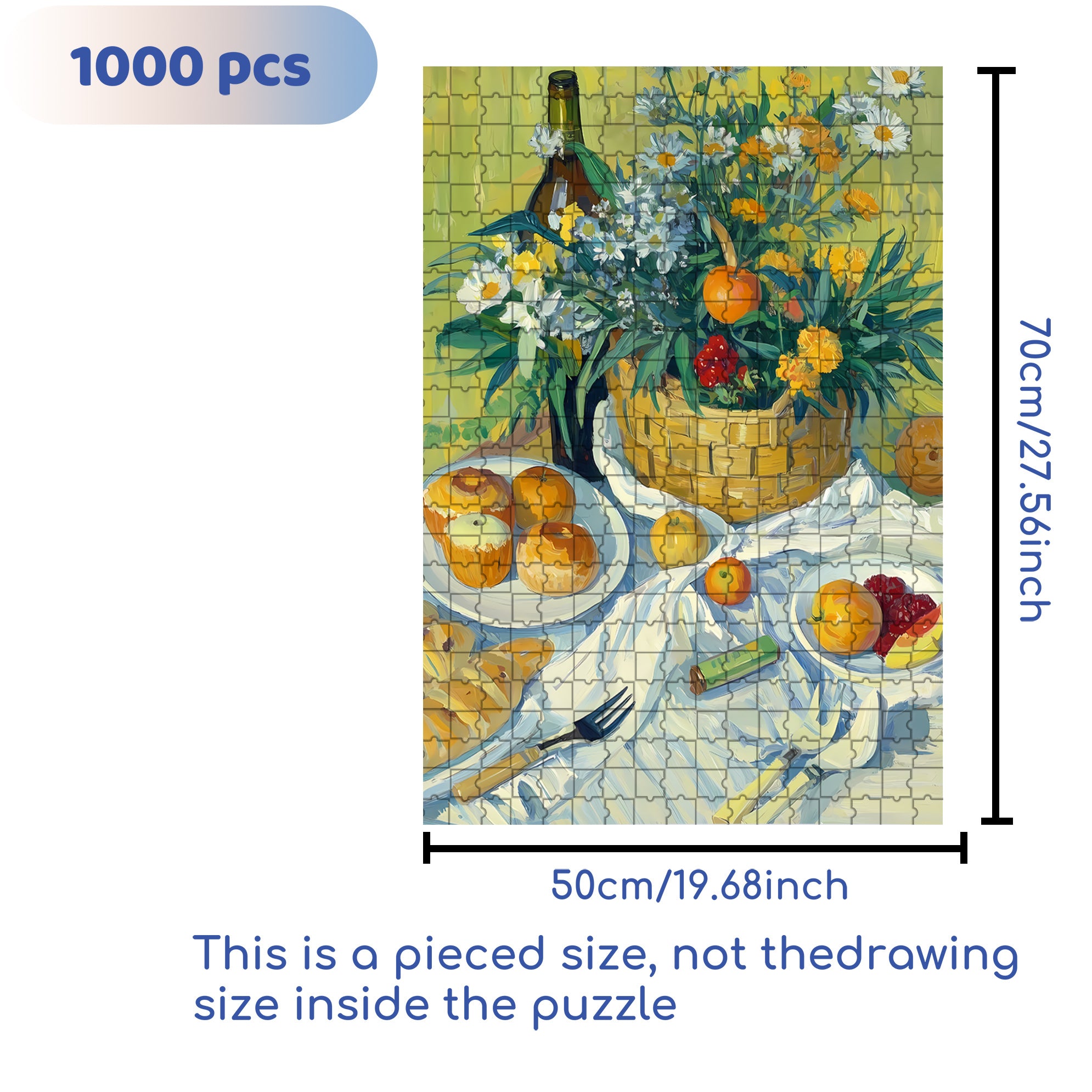 Picnic Basket 500pcs/1000pcs Jigsaw Puzzle, Scratch-Resistant, Interactive Family Game & Brain-Boosting DIY Decor, Perfect for Halloween, Christmas & New Year Gifts, Family Puzzle Game