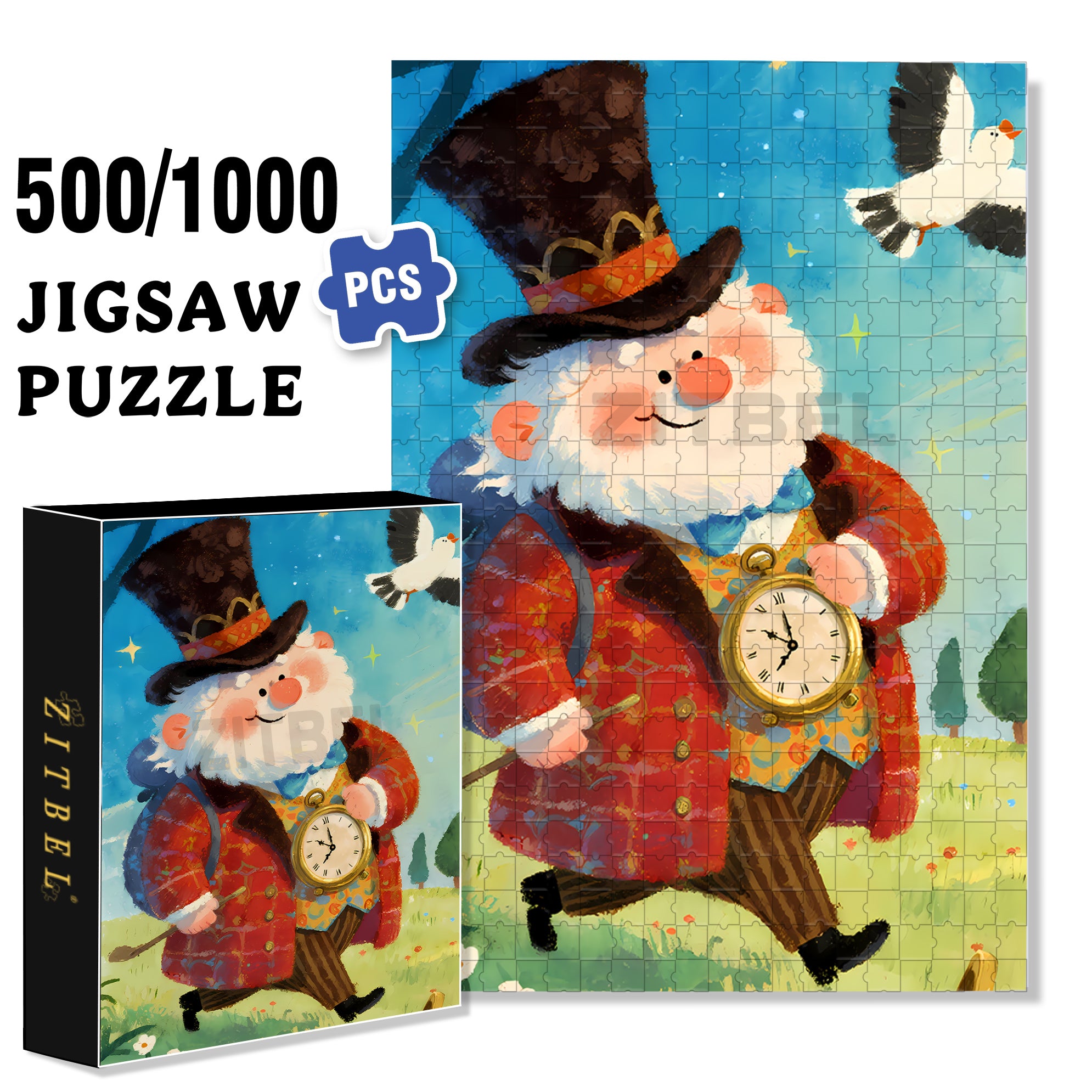 Pocket Watch 500pcs/1000pcs Jigsaw Puzzle, Scratch-Resistant, Interactive Family Game & Brain-Boosting DIY Decor, Perfect for Halloween, Christmas & New Year Gifts, Family Puzzle Game
