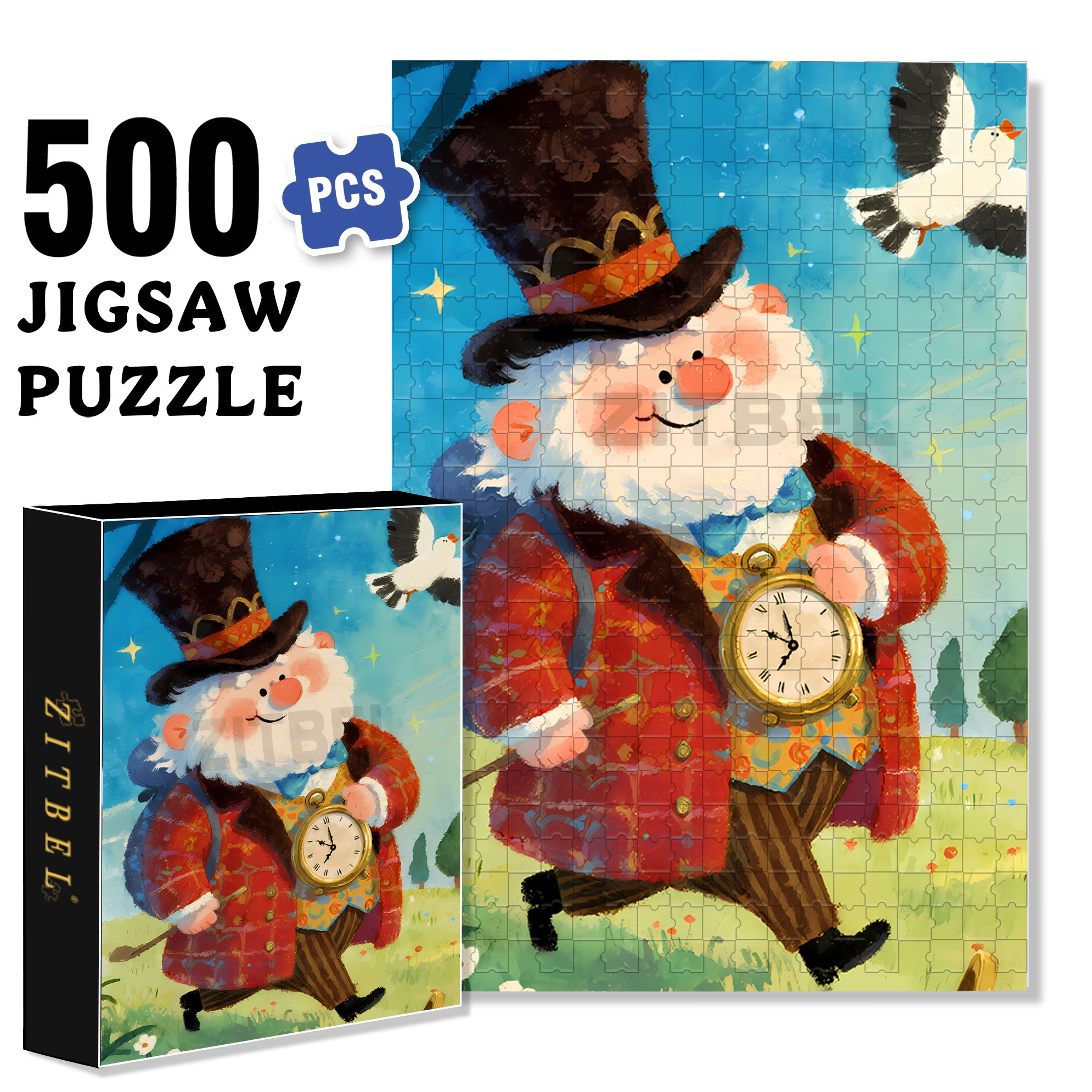 Pocket Watch 500pcs/1000pcs Jigsaw Puzzle, Scratch-Resistant, Interactive Family Game & Brain-Boosting DIY Decor, Perfect for Halloween, Christmas & New Year Gifts, Family Puzzle Game