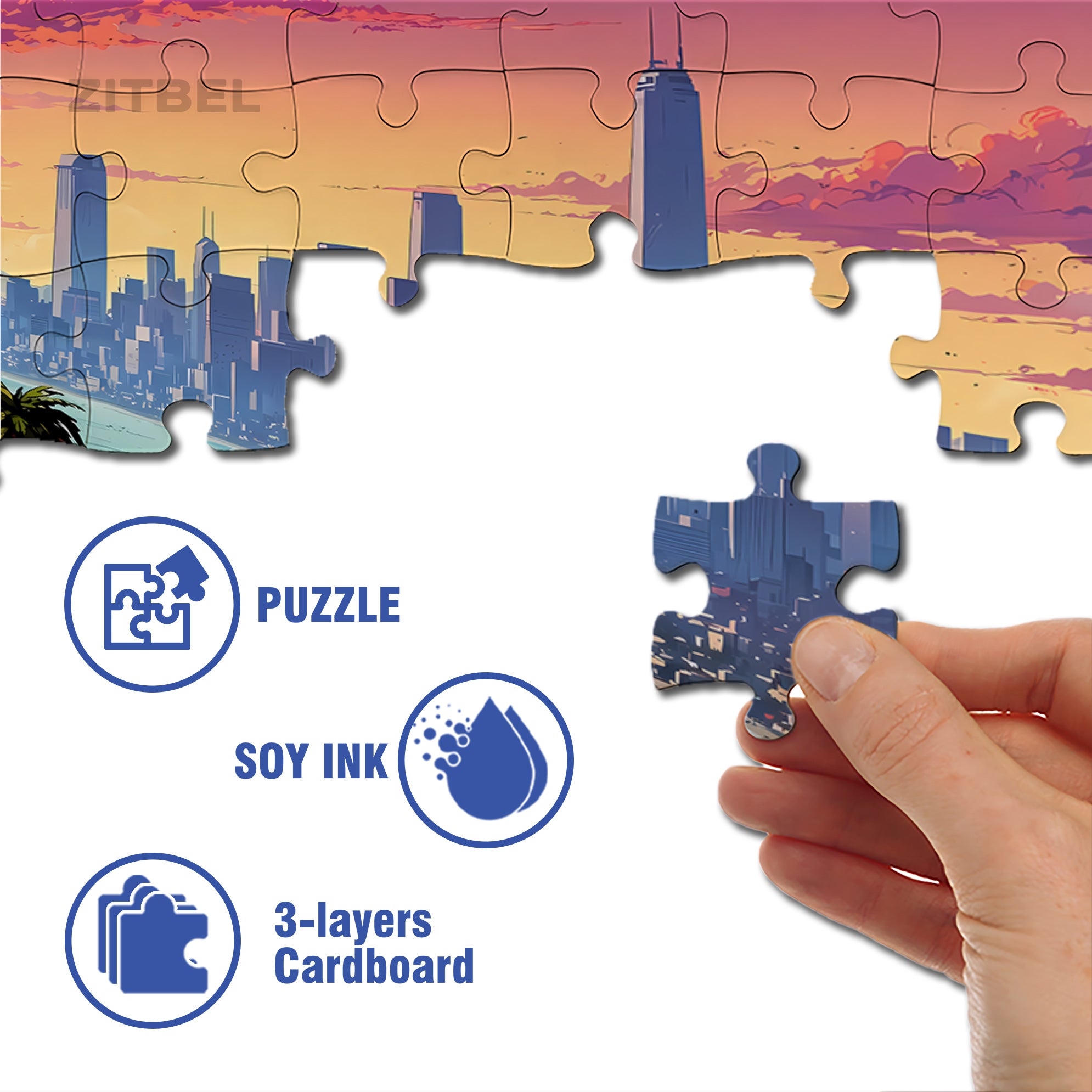 Purple Car 500pcs/1000pcs Jigsaw Puzzle, Scratch-Resistant, Interactive Family Game & Brain-Boosting DIY Decor, Perfect for Halloween, Christmas & New Year Gifts, Family Puzzle Game