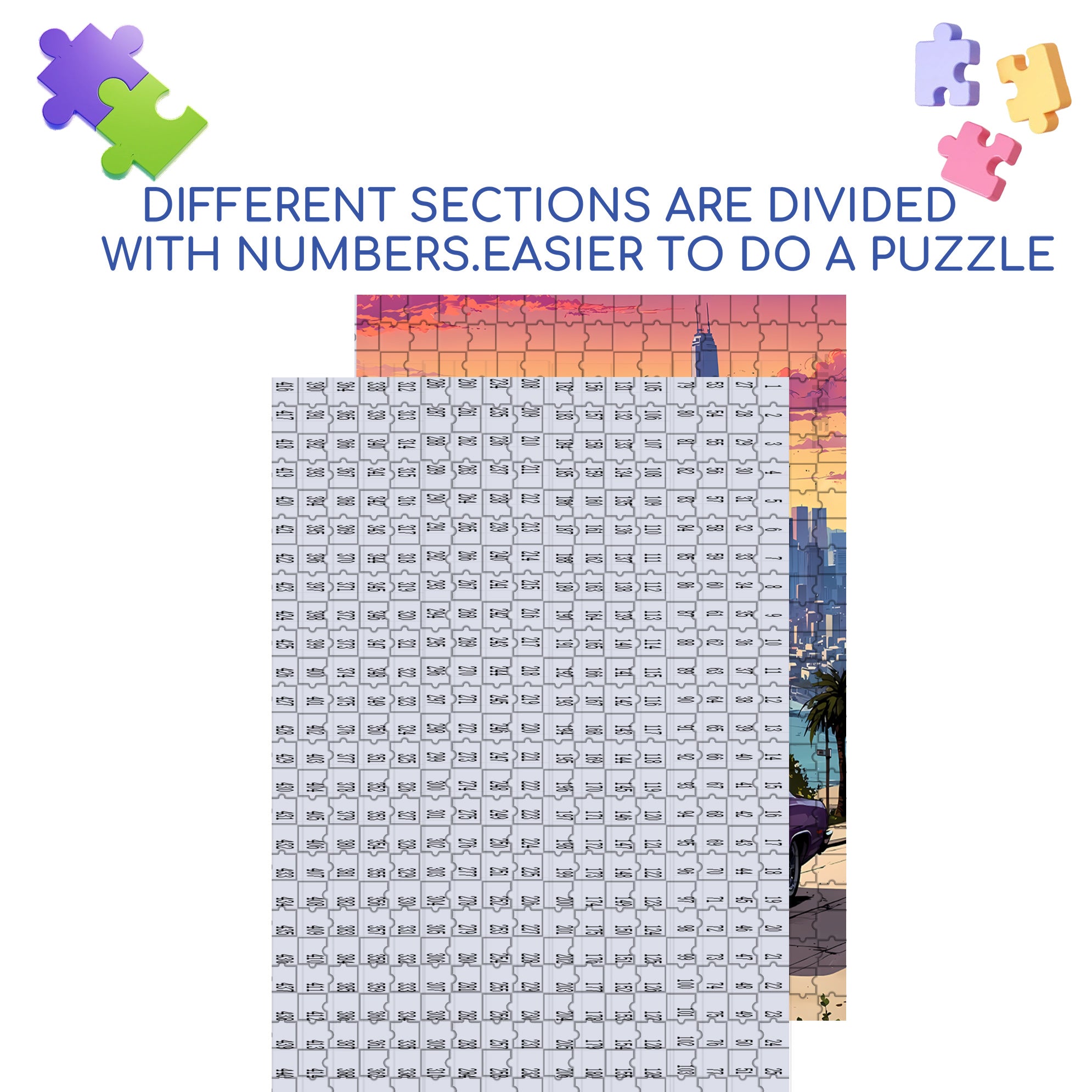 Purple Car 500pcs/1000pcs Jigsaw Puzzle, Scratch-Resistant, Interactive Family Game & Brain-Boosting DIY Decor, Perfect for Halloween, Christmas & New Year Gifts, Family Puzzle Game