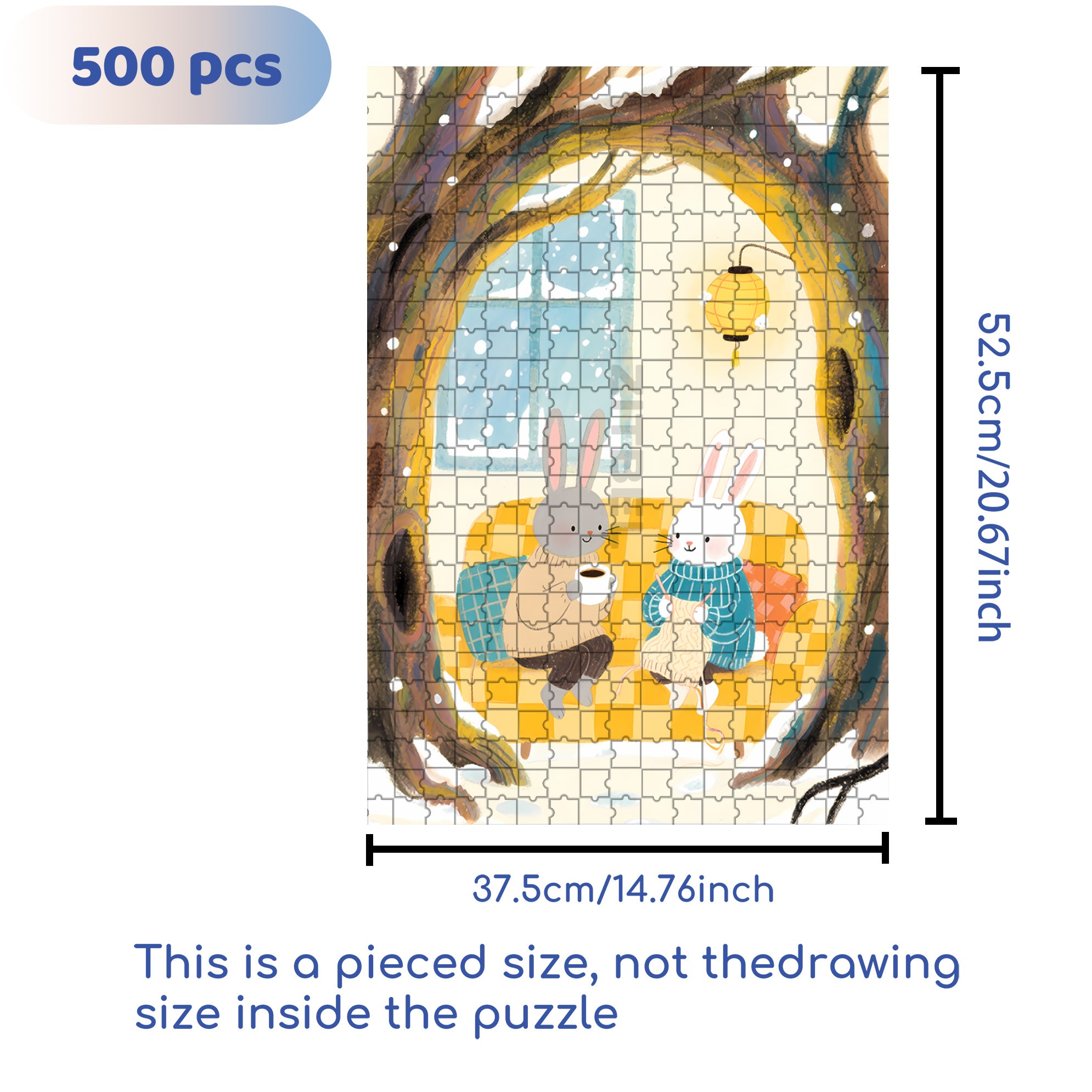 Rabbit Nest 500pcs/1000pcs Jigsaw Puzzle, Scratch-Resistant, Interactive Family Game & Brain-Boosting DIY Decor, Perfect for Halloween, Christmas & New Year Gifts, Family Puzzle Game