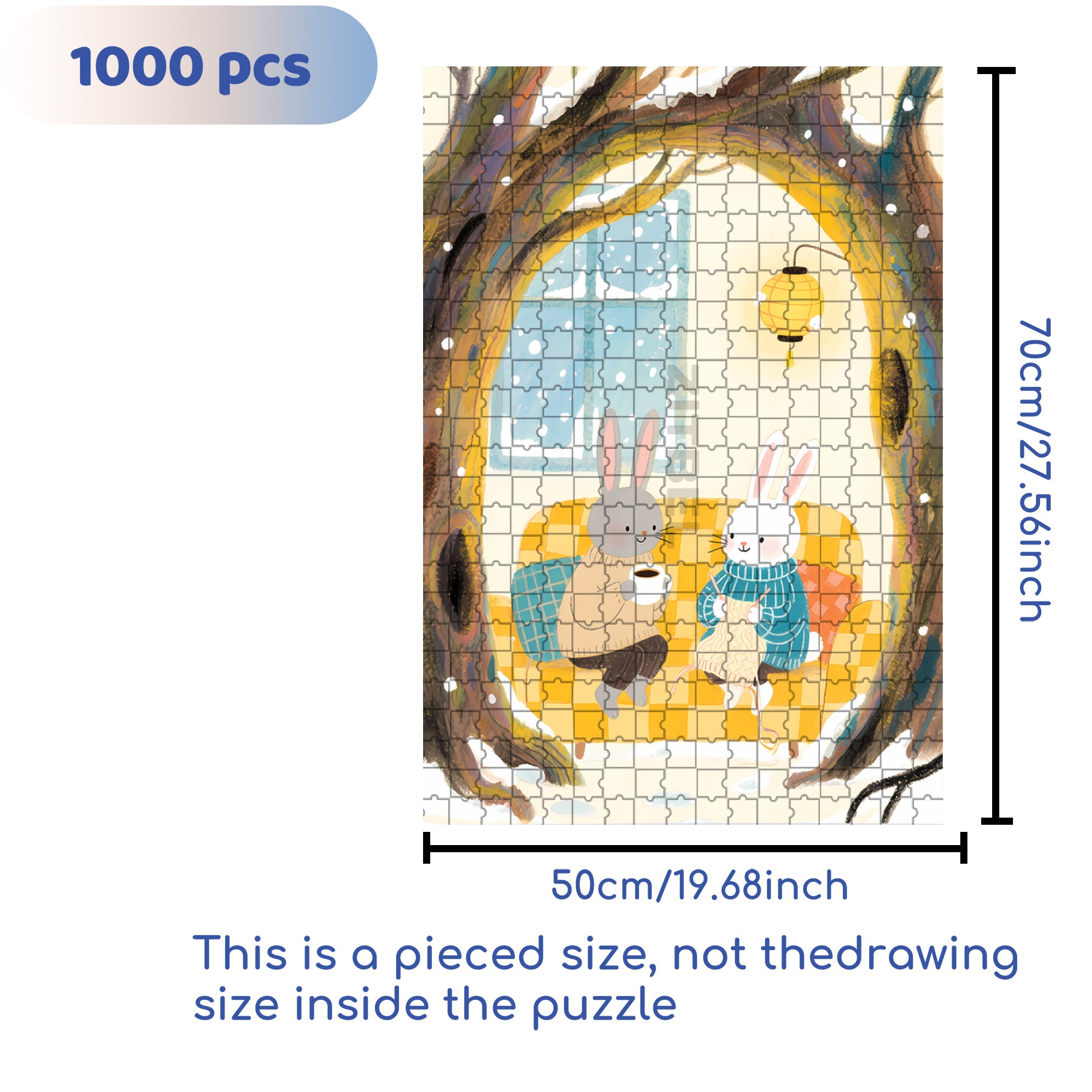 Rabbit Nest 500pcs/1000pcs Jigsaw Puzzle, Scratch-Resistant, Interactive Family Game & Brain-Boosting DIY Decor, Perfect for Halloween, Christmas & New Year Gifts, Family Puzzle Game