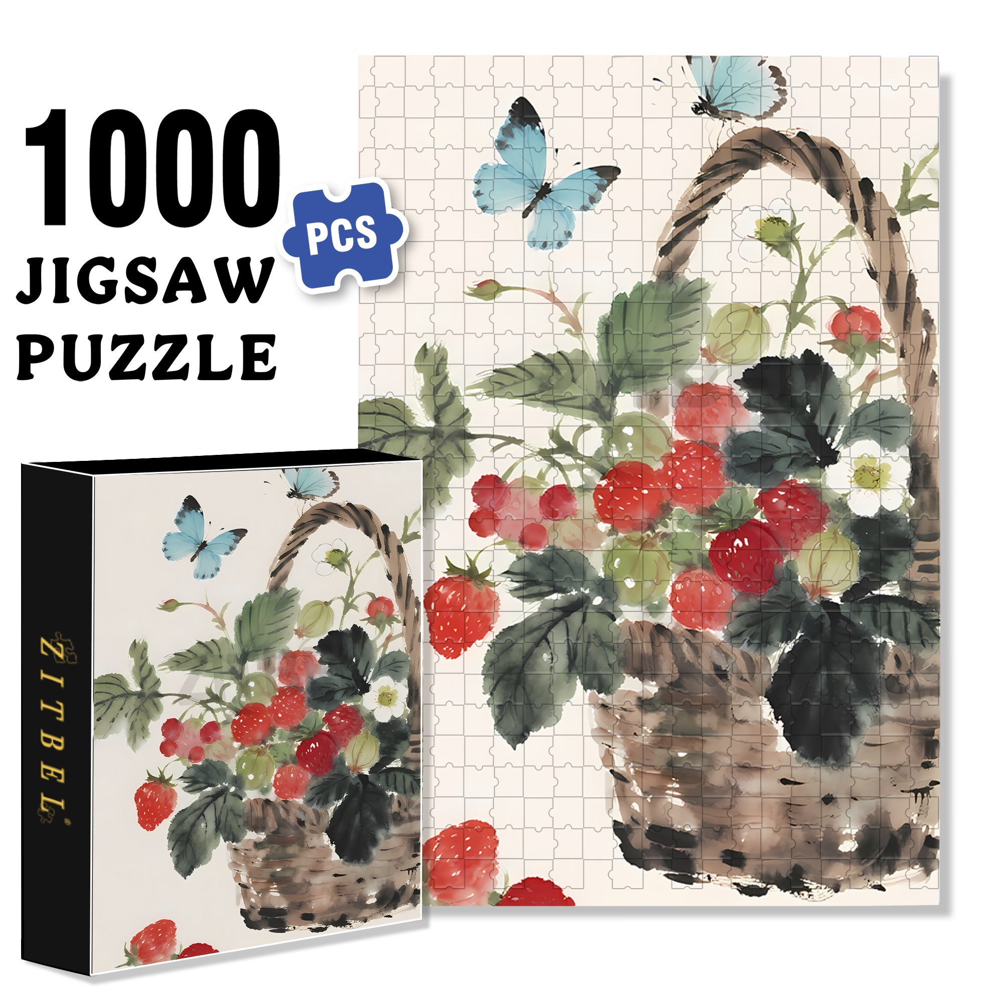 Rattan Basket 500pcs/1000pcs Jigsaw Puzzle, Scratch-Resistant, Interactive Family Game & Brain-Boosting DIY Decor, Perfect for Halloween, Christmas & New Year Gifts, Family Puzzle Game