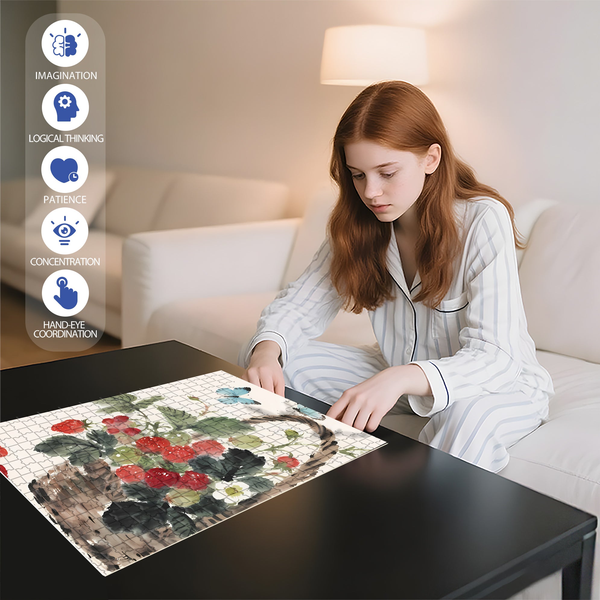 Rattan Basket 500pcs/1000pcs Jigsaw Puzzle, Scratch-Resistant, Interactive Family Game & Brain-Boosting DIY Decor, Perfect for Halloween, Christmas & New Year Gifts, Family Puzzle Game