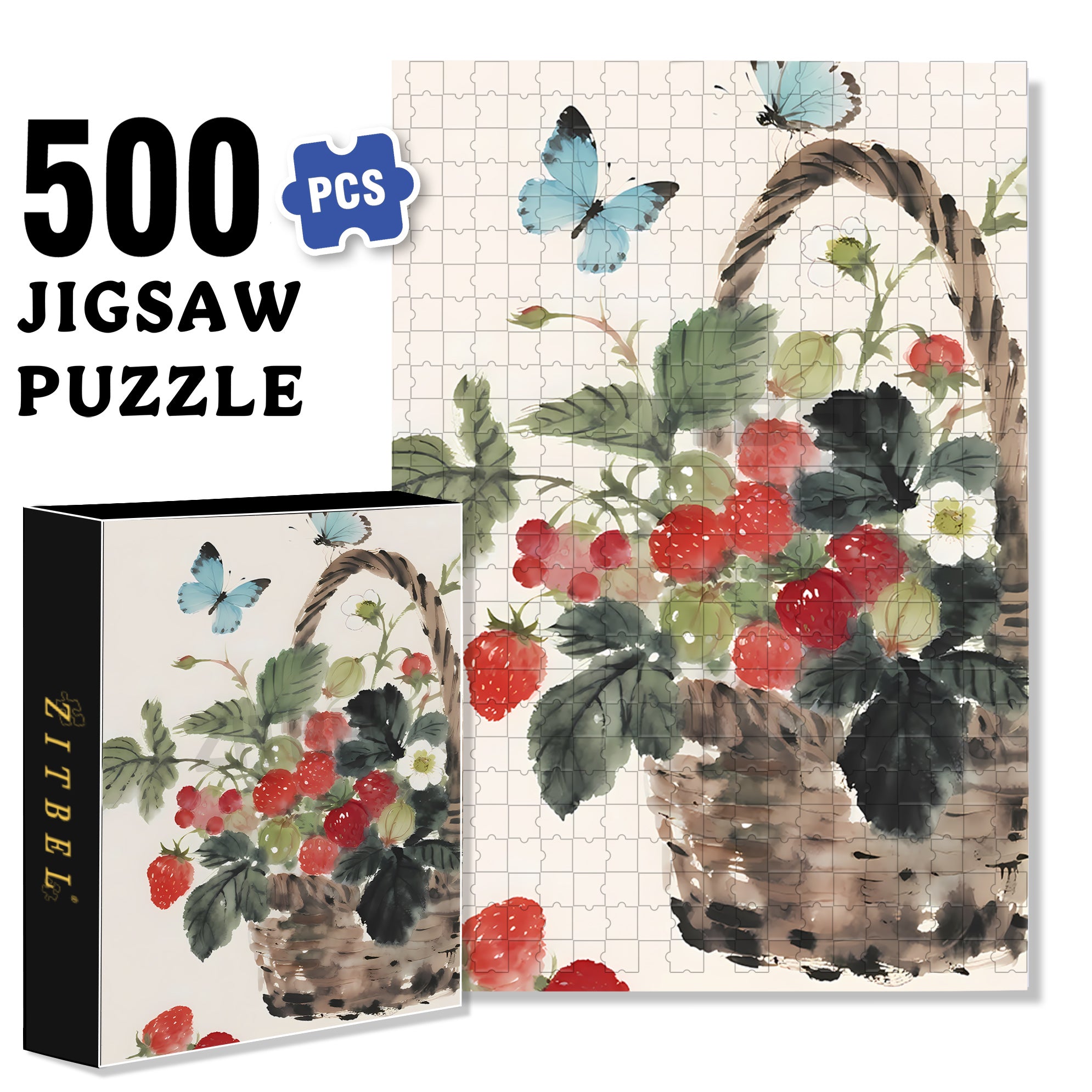 Rattan Basket 500pcs/1000pcs Jigsaw Puzzle, Scratch-Resistant, Interactive Family Game & Brain-Boosting DIY Decor, Perfect for Halloween, Christmas & New Year Gifts, Family Puzzle Game