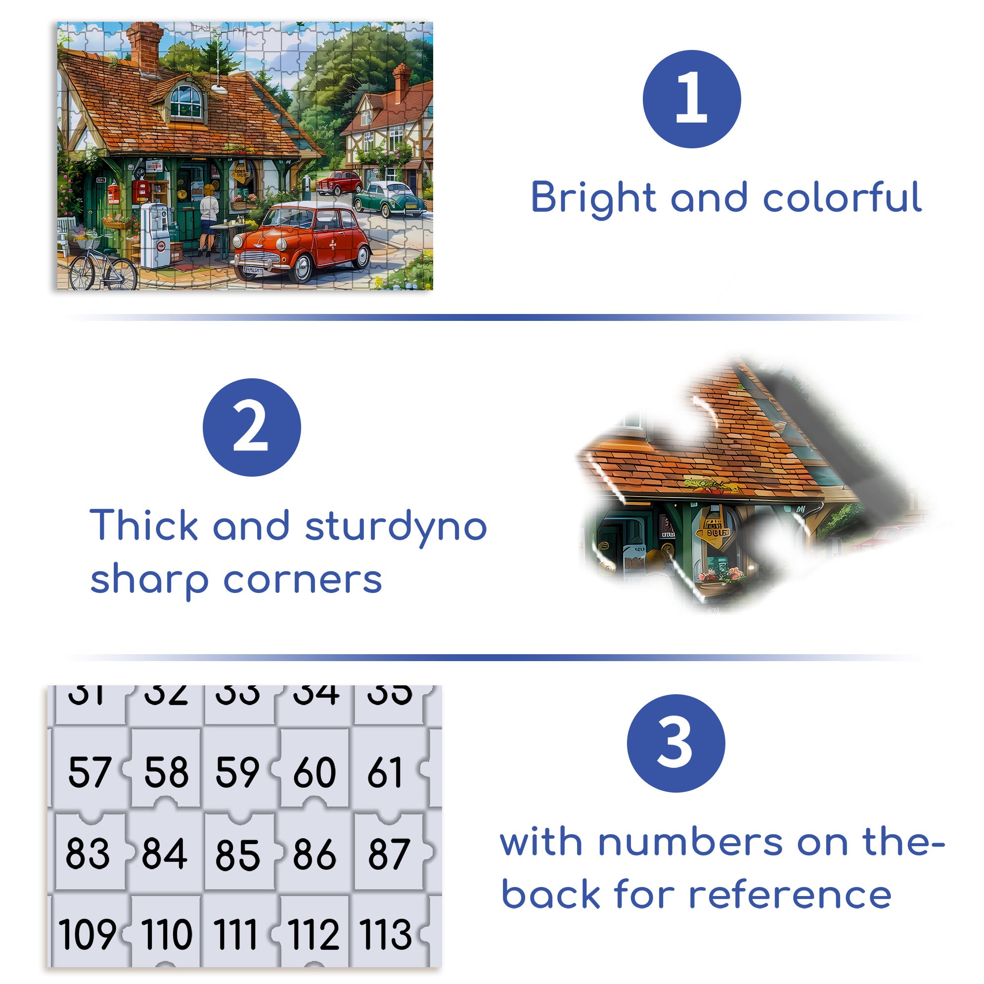Red-Brick Cottages 500pcs/1000pcs Jigsaw Puzzle, Scratch-Resistant, Interactive Family Game & Brain-Boosting DIY Decor, Perfect for Halloween, Christmas & New Year Gifts, Family Puzzle Game
