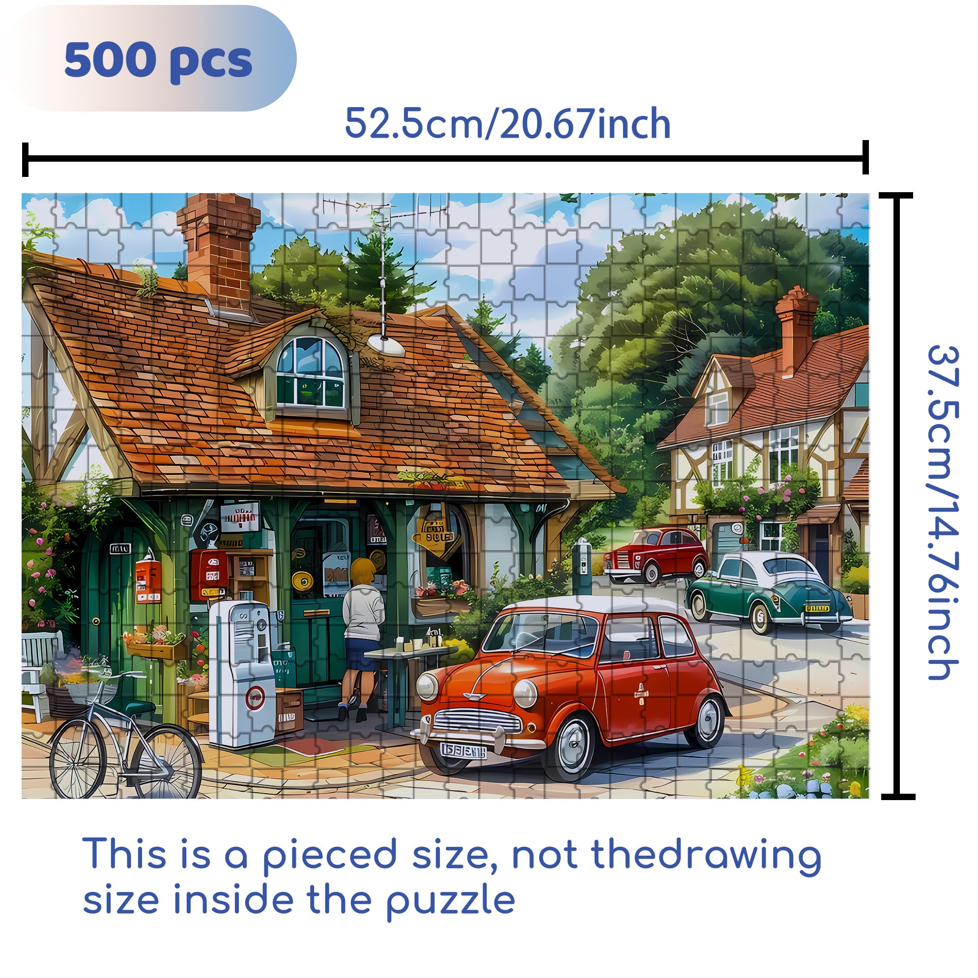 Red-Brick Cottages 500pcs/1000pcs Jigsaw Puzzle, Scratch-Resistant, Interactive Family Game & Brain-Boosting DIY Decor, Perfect for Halloween, Christmas & New Year Gifts, Family Puzzle Game