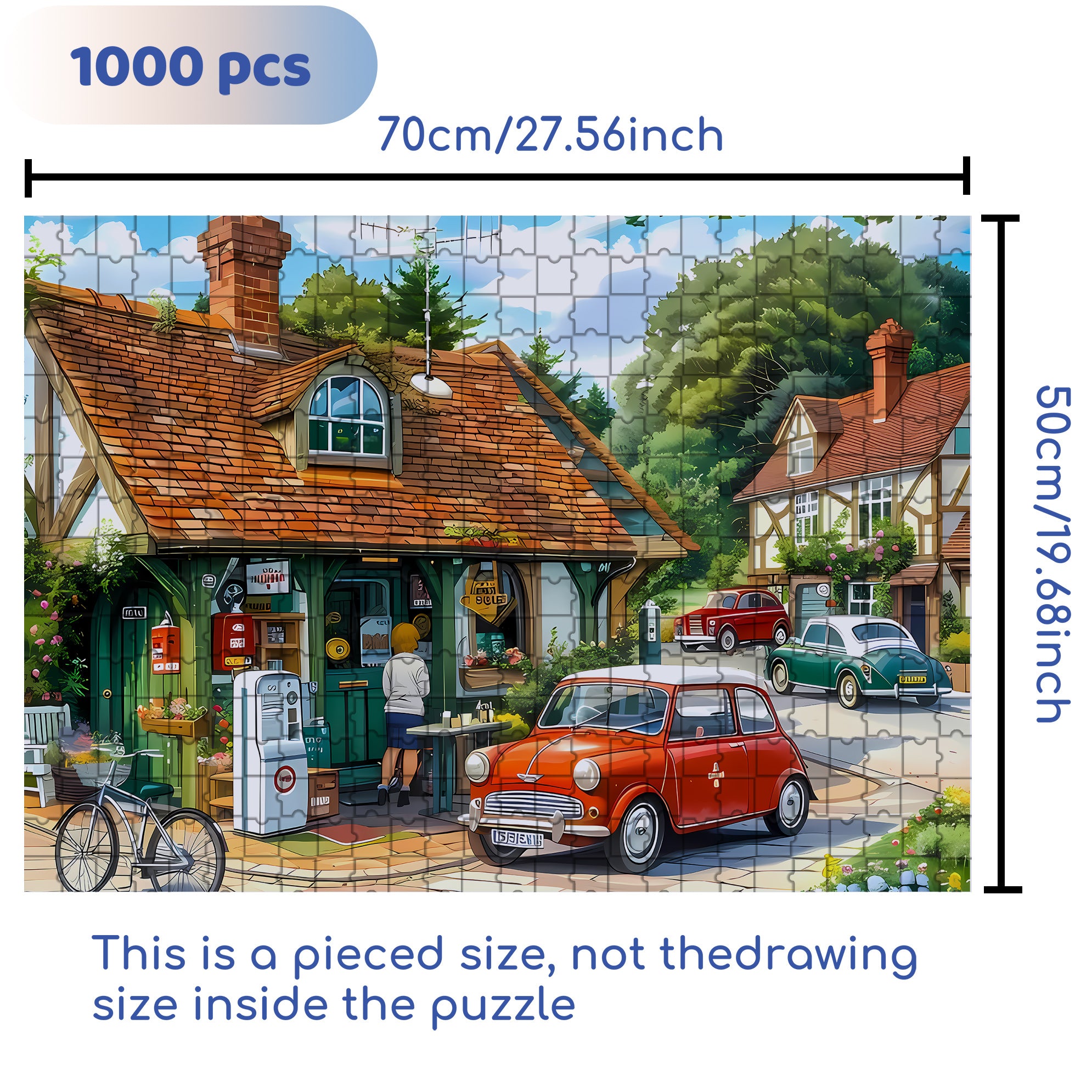Red-Brick Cottages 500pcs/1000pcs Jigsaw Puzzle, Scratch-Resistant, Interactive Family Game & Brain-Boosting DIY Decor, Perfect for Halloween, Christmas & New Year Gifts, Family Puzzle Game