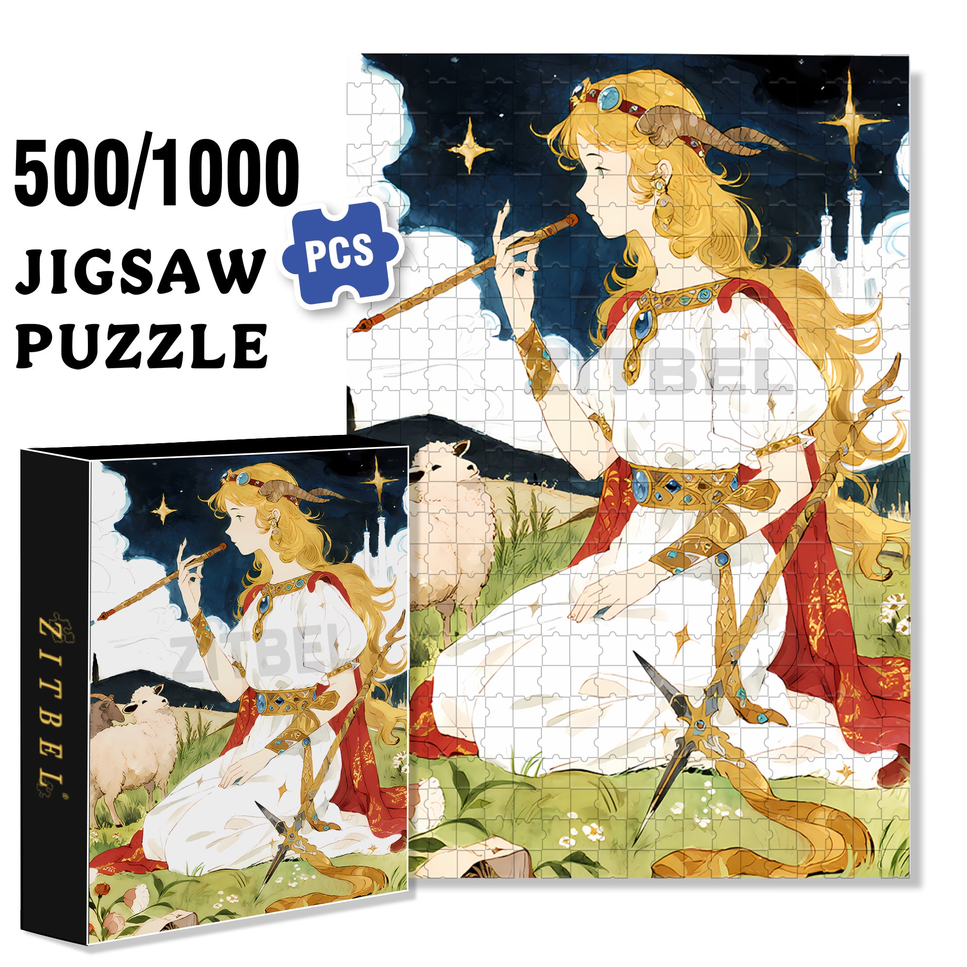 Shepherd 500pcs/1000pcs Jigsaw Puzzle, Scratch-Resistant, Interactive Family Game & Brain-Boosting DIY Decor, Perfect for Halloween, Christmas & New Year Gifts, Family Puzzle Game
