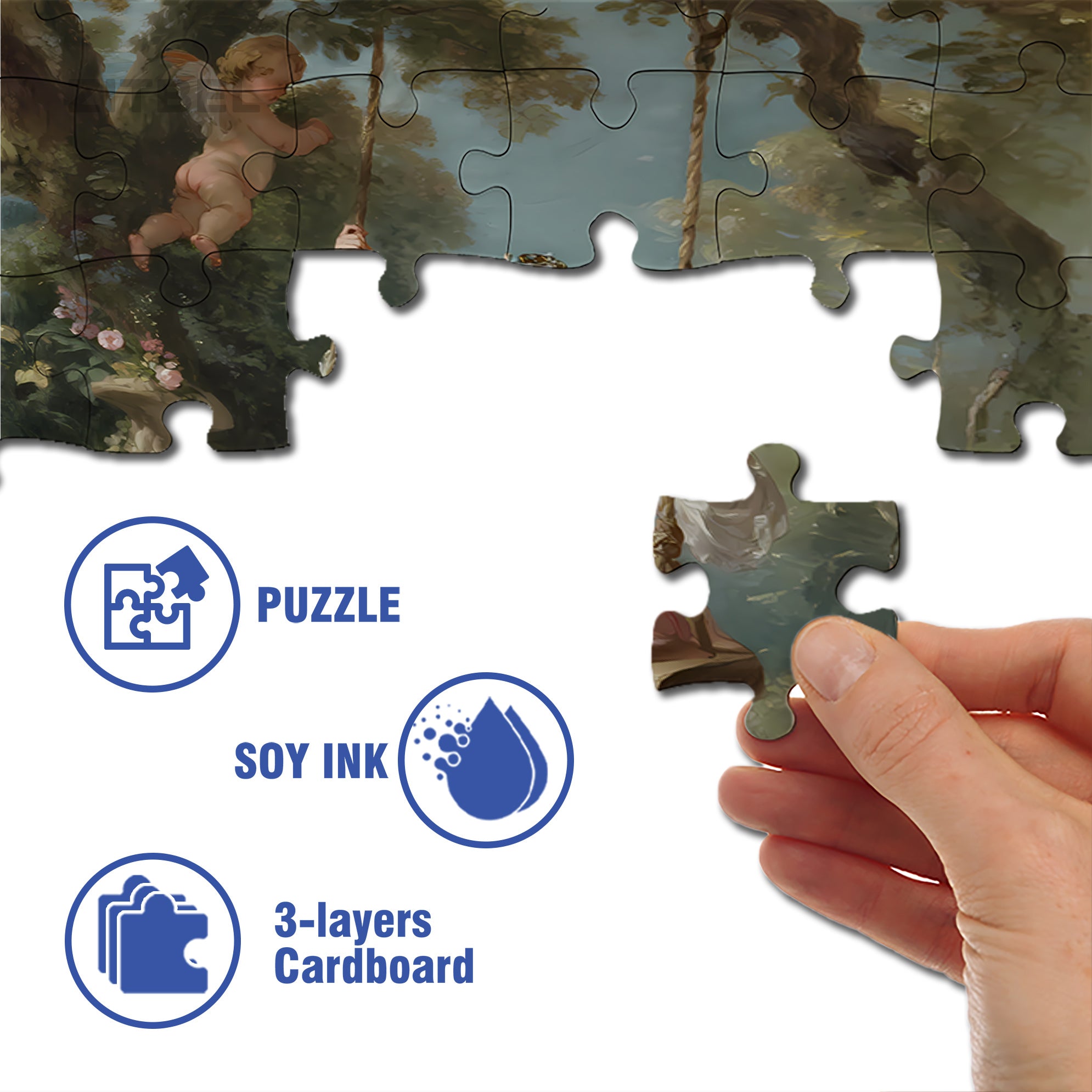 Swinging With Angels 500pcs/1000pcs Jigsaw Puzzle, Scratch-Resistant, Interactive Family Game & Brain-Boosting DIY Decor, Perfect for Halloween, Christmas & New Year Gifts, Family Puzzle Game