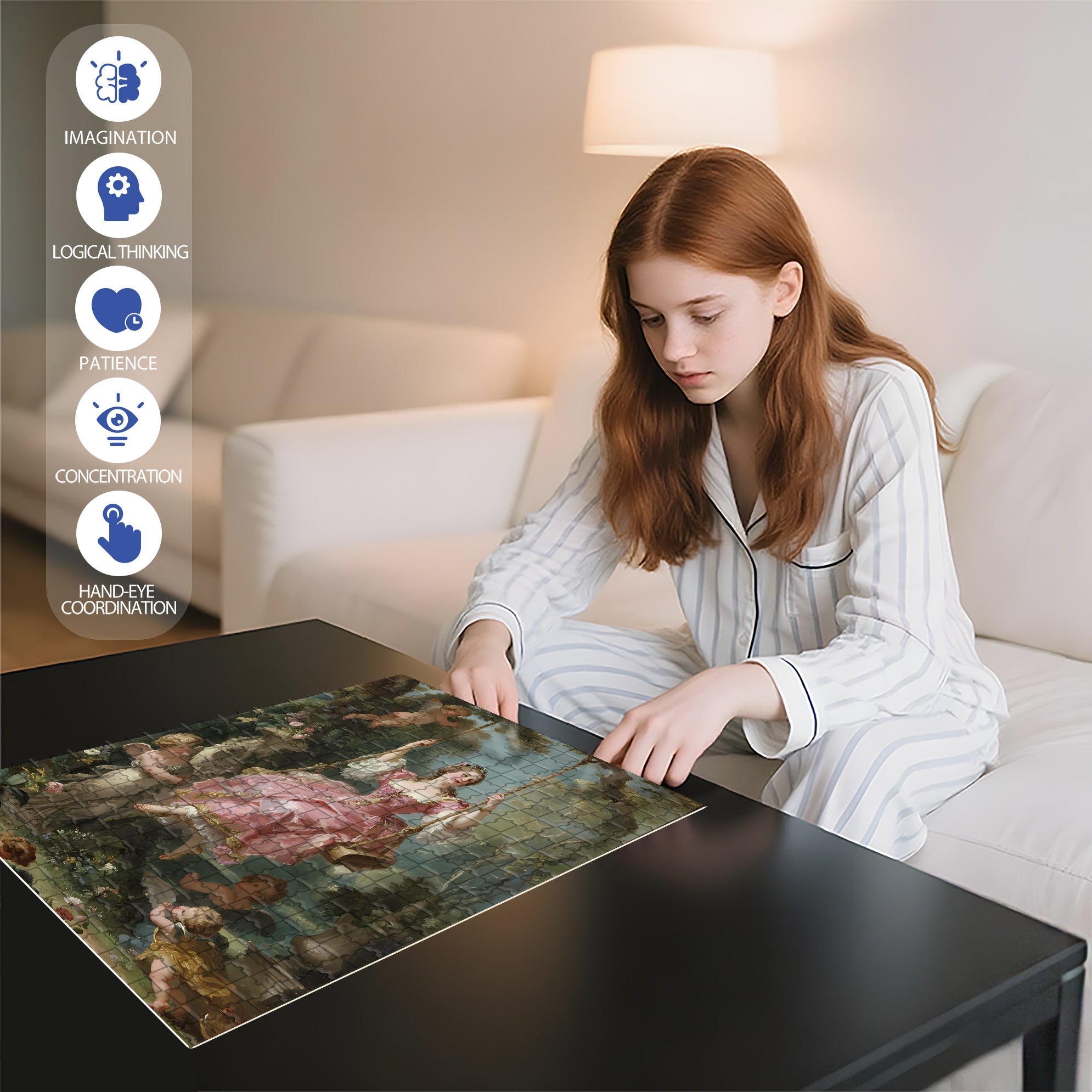 Swinging With Angels 500pcs/1000pcs Jigsaw Puzzle, Scratch-Resistant, Interactive Family Game & Brain-Boosting DIY Decor, Perfect for Halloween, Christmas & New Year Gifts, Family Puzzle Game