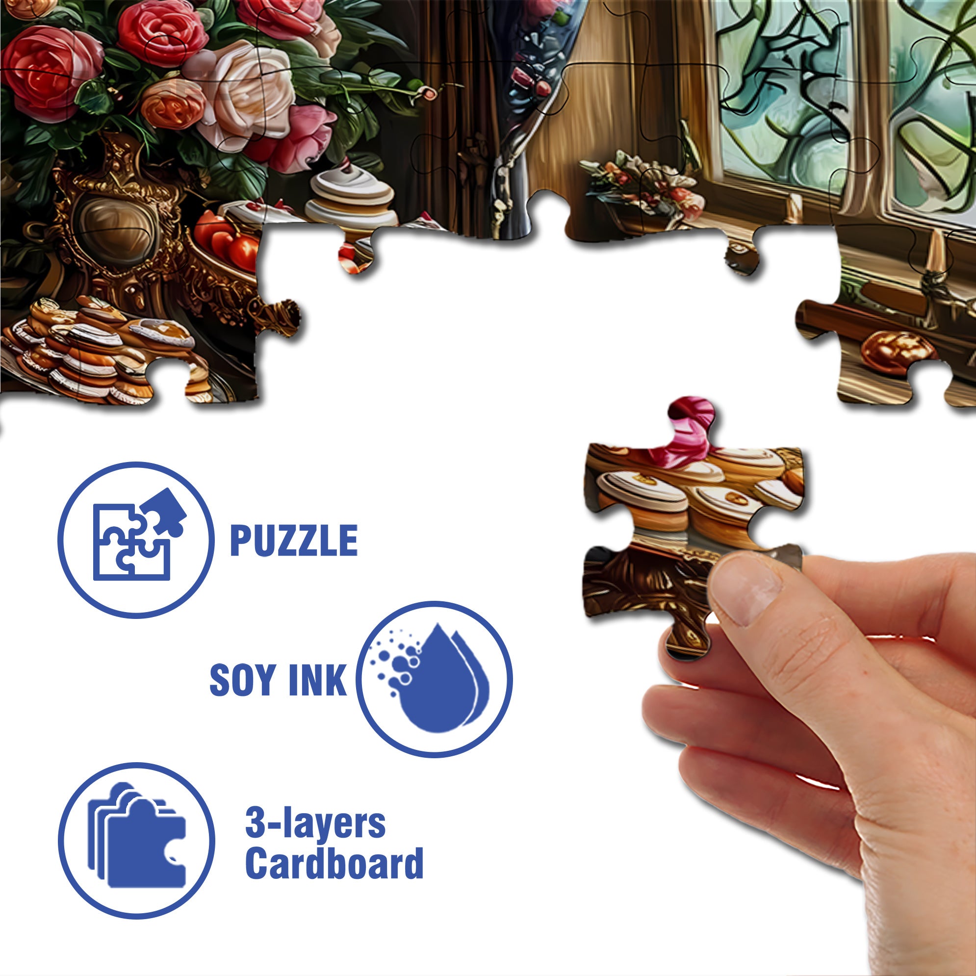 Tea Time 500pcs/1000pcs Jigsaw Puzzle, Scratch-Resistant, Interactive Family Game & Brain-Boosting DIY Decor, Perfect for Halloween, Christmas & New Year Gifts, Family Puzzle Game