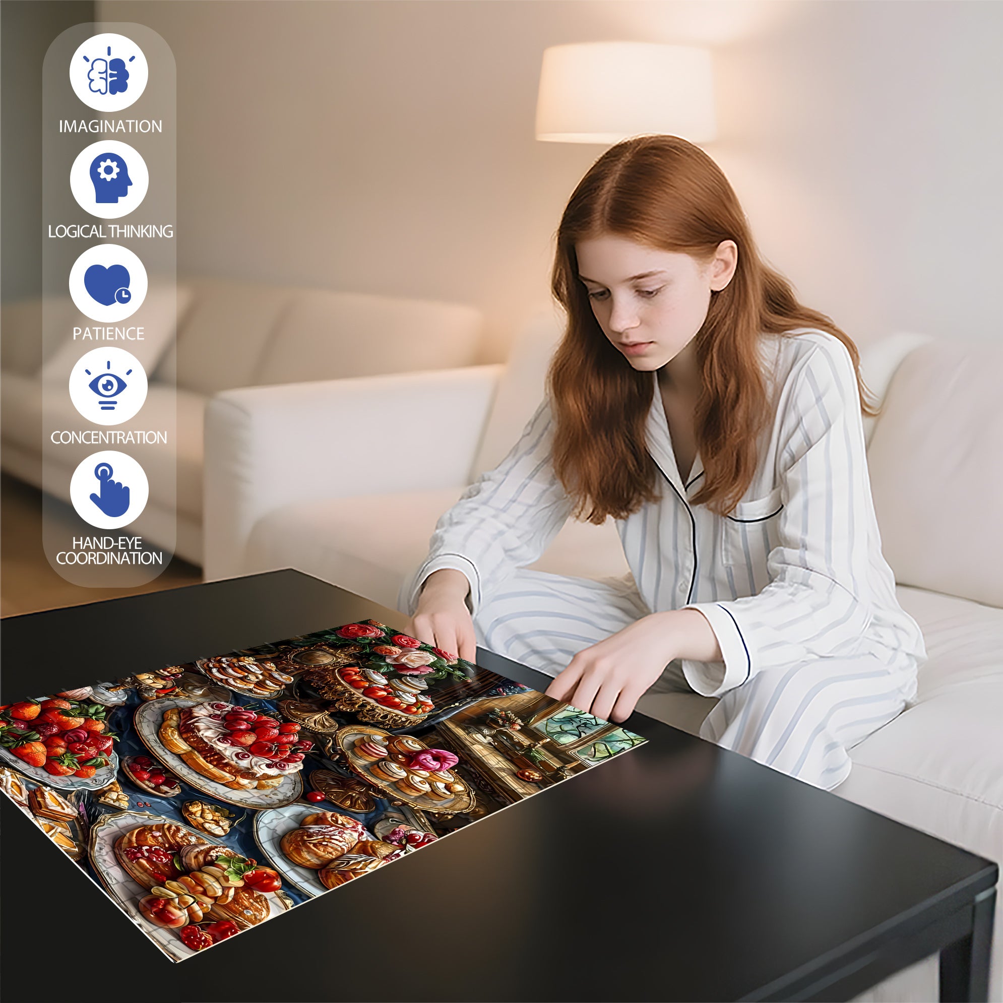 Tea Time 500pcs/1000pcs Jigsaw Puzzle, Scratch-Resistant, Interactive Family Game & Brain-Boosting DIY Decor, Perfect for Halloween, Christmas & New Year Gifts, Family Puzzle Game