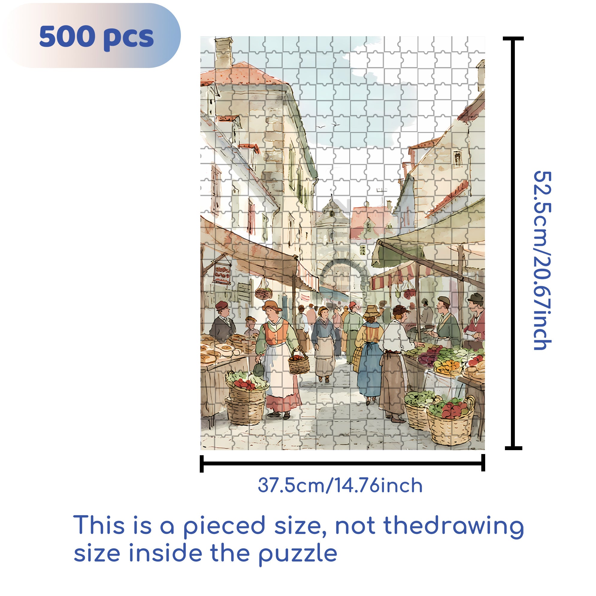 Vegetable Market 500pcs/1000pcs Jigsaw Puzzle, Scratch-Resistant, Interactive Family Game & Brain-Boosting DIY Decor, Perfect for Halloween, Christmas & New Year Gifts, Family Puzzle Game