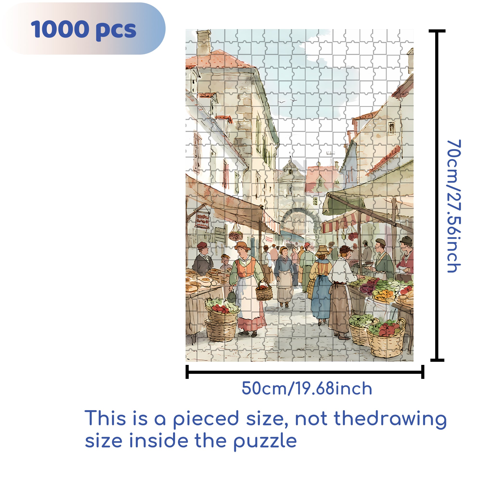 Vegetable Market 500pcs/1000pcs Jigsaw Puzzle, Scratch-Resistant, Interactive Family Game & Brain-Boosting DIY Decor, Perfect for Halloween, Christmas & New Year Gifts, Family Puzzle Game