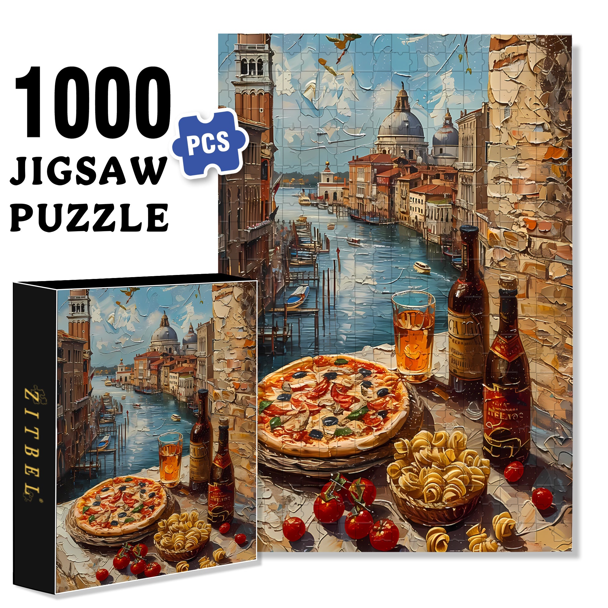Venice Italian 500pcs/1000pcs Jigsaw Puzzle, Scratch-Resistant, Interactive Family Game & Brain-Boosting DIY Decor, Perfect for Halloween, Christmas & New Year Gifts, Family Puzzle Game