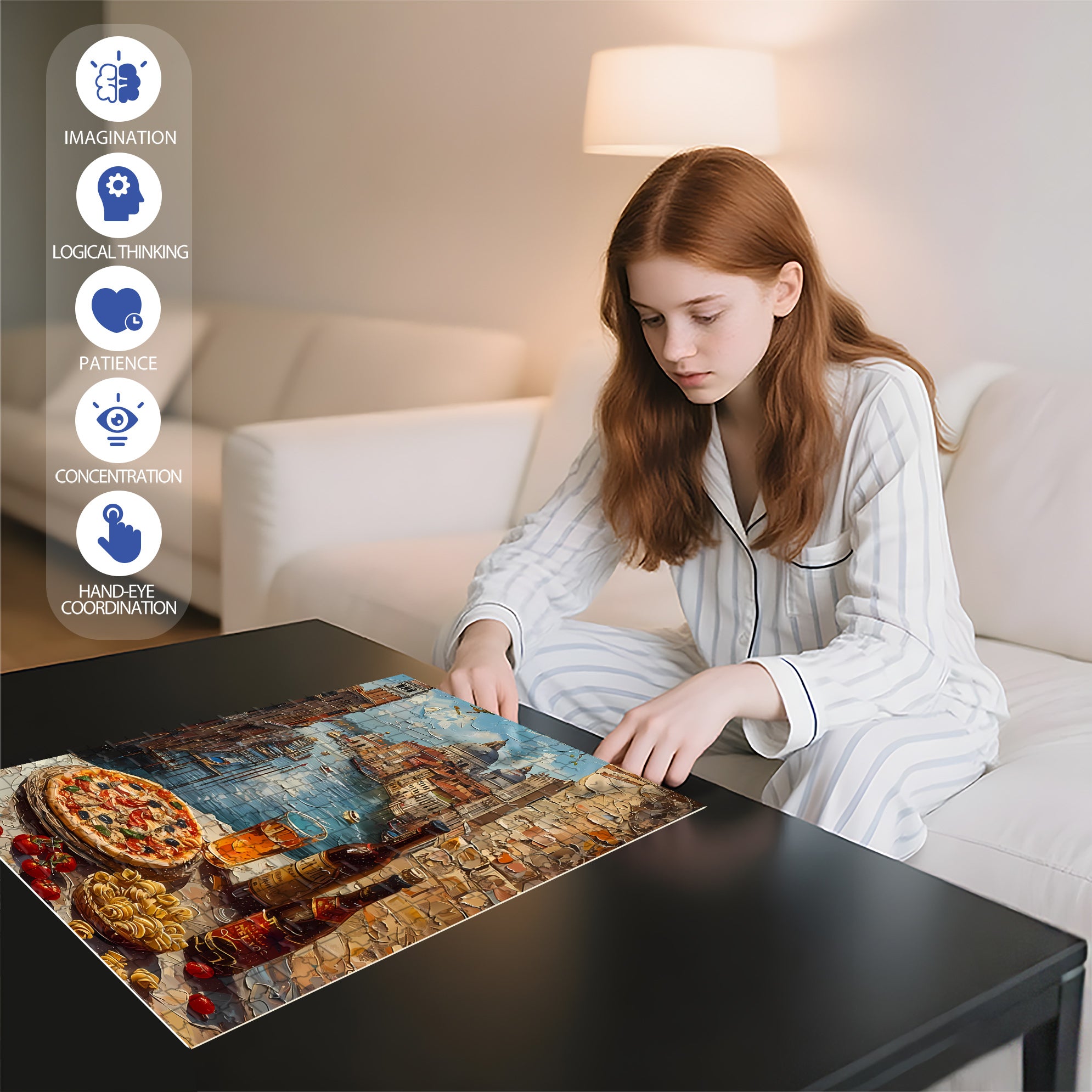 Venice Italian 500pcs/1000pcs Jigsaw Puzzle, Scratch-Resistant, Interactive Family Game & Brain-Boosting DIY Decor, Perfect for Halloween, Christmas & New Year Gifts, Family Puzzle Game