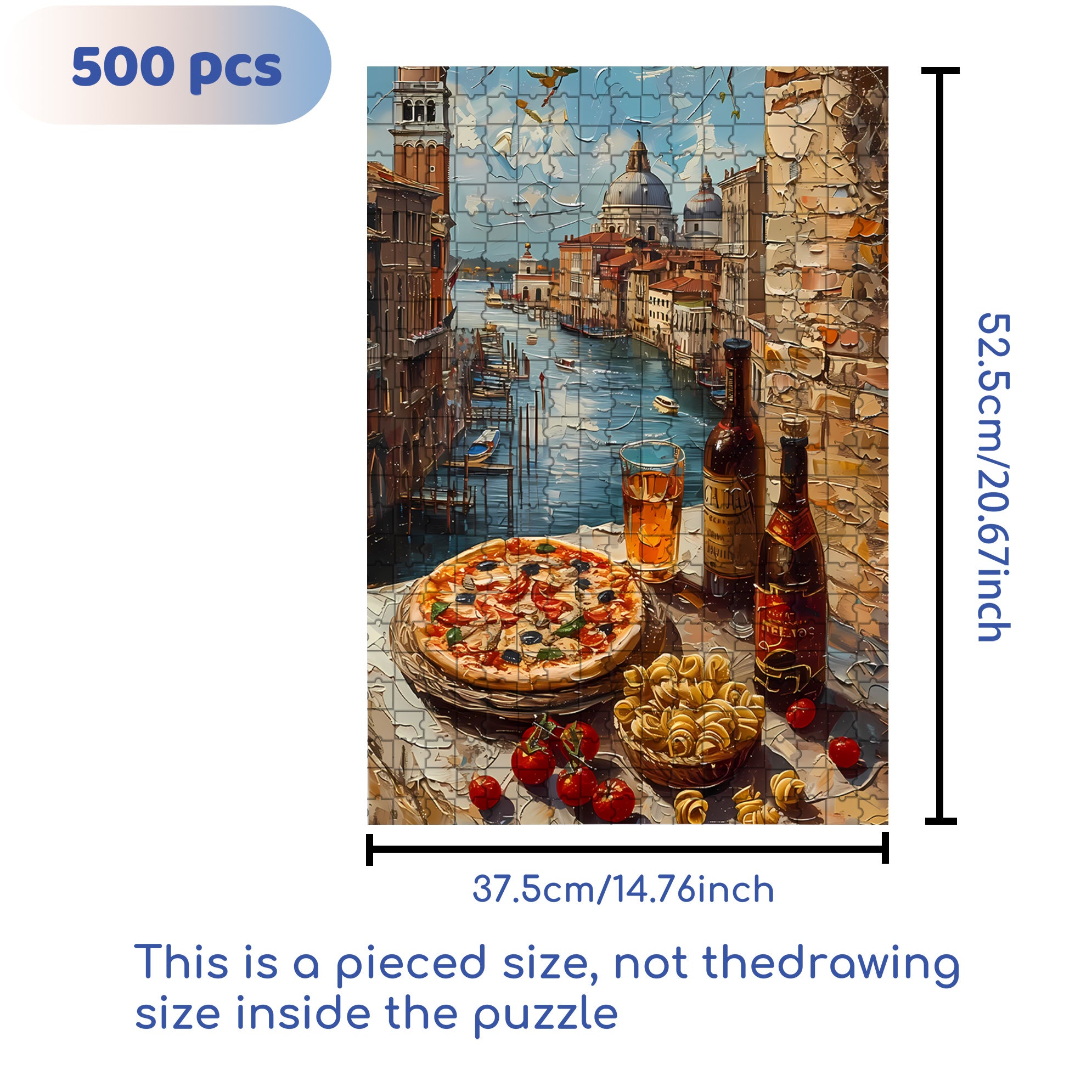 Venice Italian 500pcs/1000pcs Jigsaw Puzzle, Scratch-Resistant, Interactive Family Game & Brain-Boosting DIY Decor, Perfect for Halloween, Christmas & New Year Gifts, Family Puzzle Game