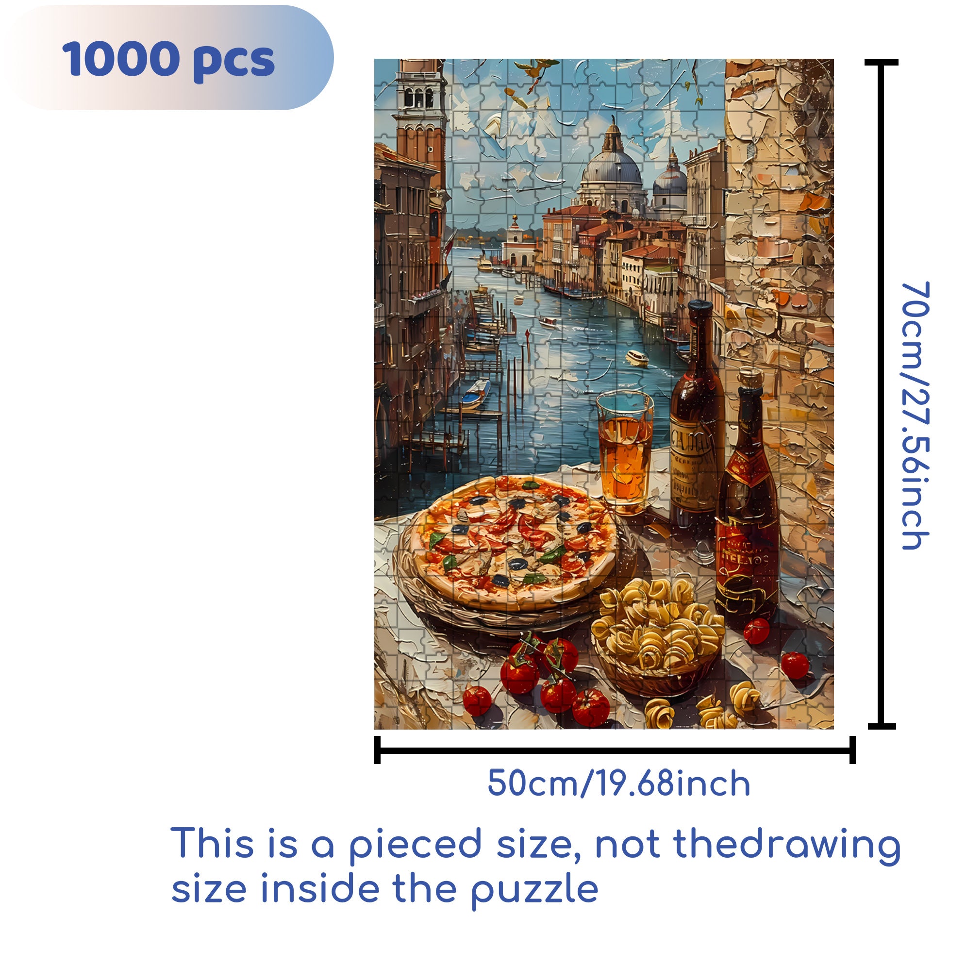 Venice Italian 500pcs/1000pcs Jigsaw Puzzle, Scratch-Resistant, Interactive Family Game & Brain-Boosting DIY Decor, Perfect for Halloween, Christmas & New Year Gifts, Family Puzzle Game