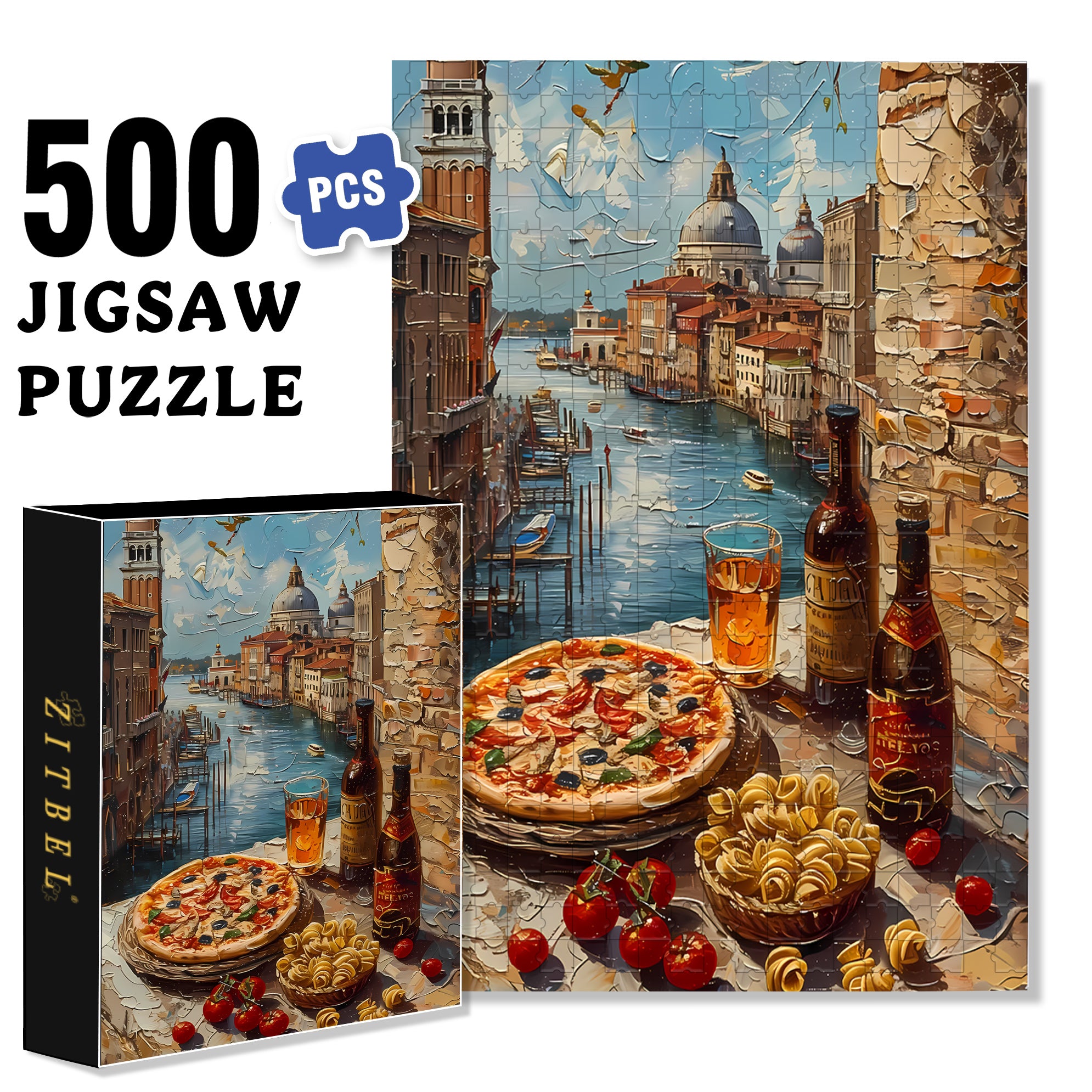 Venice Italian 500pcs/1000pcs Jigsaw Puzzle, Scratch-Resistant, Interactive Family Game & Brain-Boosting DIY Decor, Perfect for Halloween, Christmas & New Year Gifts, Family Puzzle Game