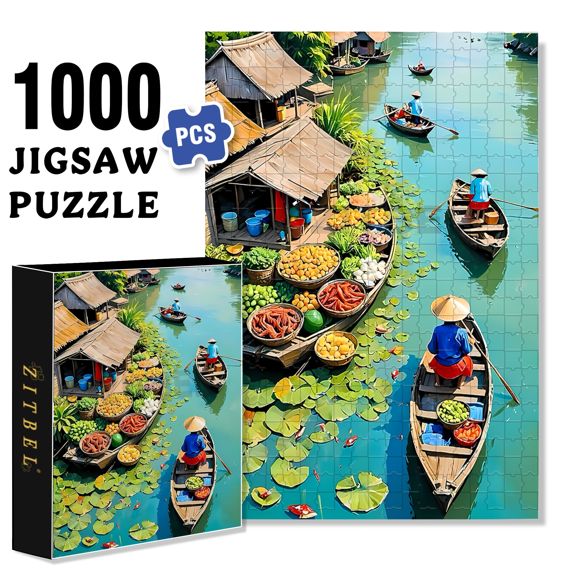 Vietnam 500pcs/1000pcs Jigsaw Puzzle, Scratch-Resistant, Interactive Family Game & Brain-Boosting DIY Decor, Perfect for Halloween, Christmas & New Year Gifts, Family Puzzle Game