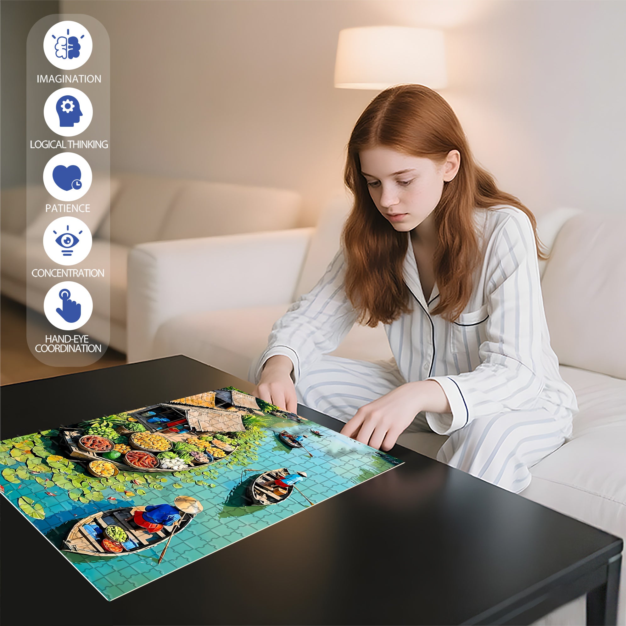 Vietnam 500pcs/1000pcs Jigsaw Puzzle, Scratch-Resistant, Interactive Family Game & Brain-Boosting DIY Decor, Perfect for Halloween, Christmas & New Year Gifts, Family Puzzle Game