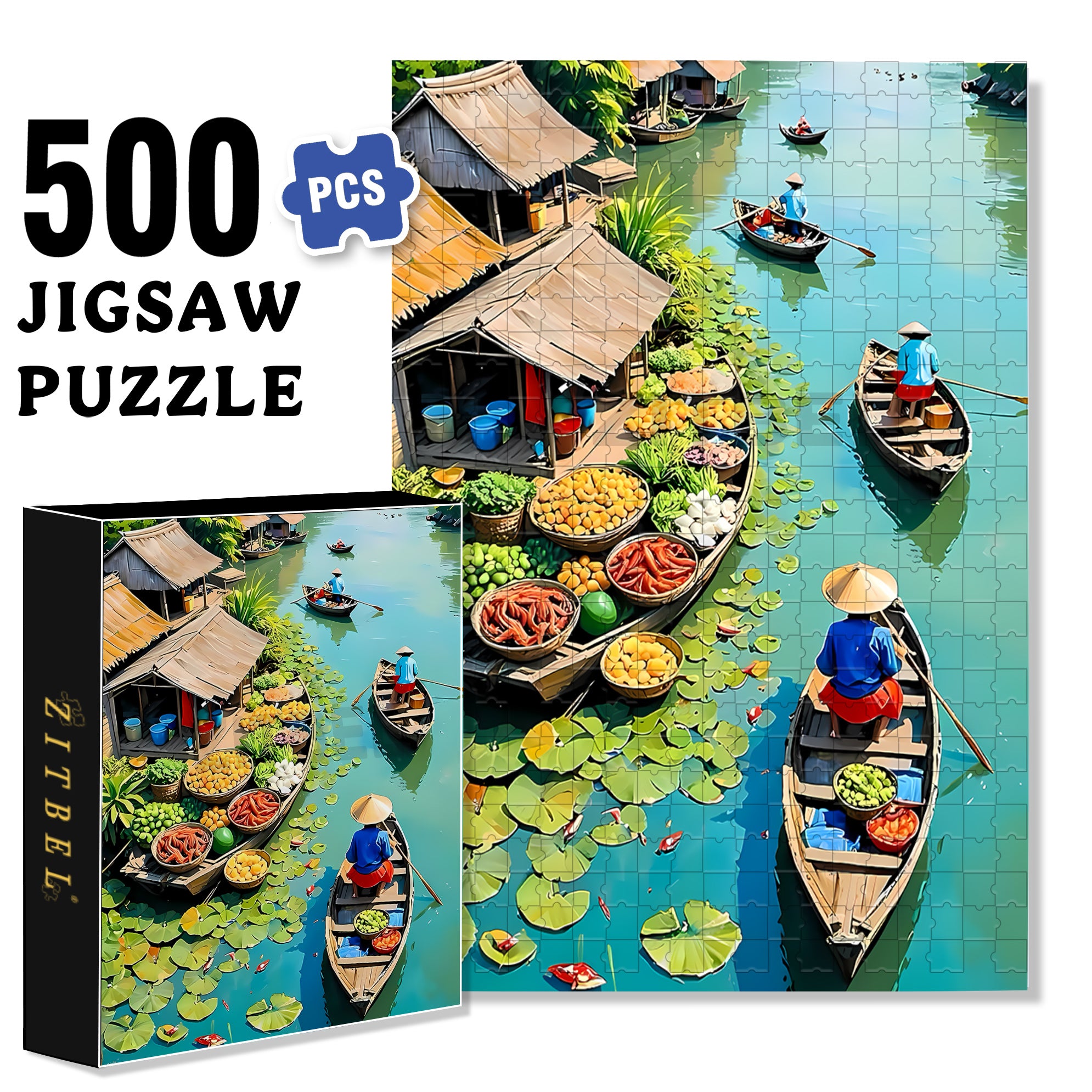 Vietnam 500pcs/1000pcs Jigsaw Puzzle, Scratch-Resistant, Interactive Family Game & Brain-Boosting DIY Decor, Perfect for Halloween, Christmas & New Year Gifts, Family Puzzle Game