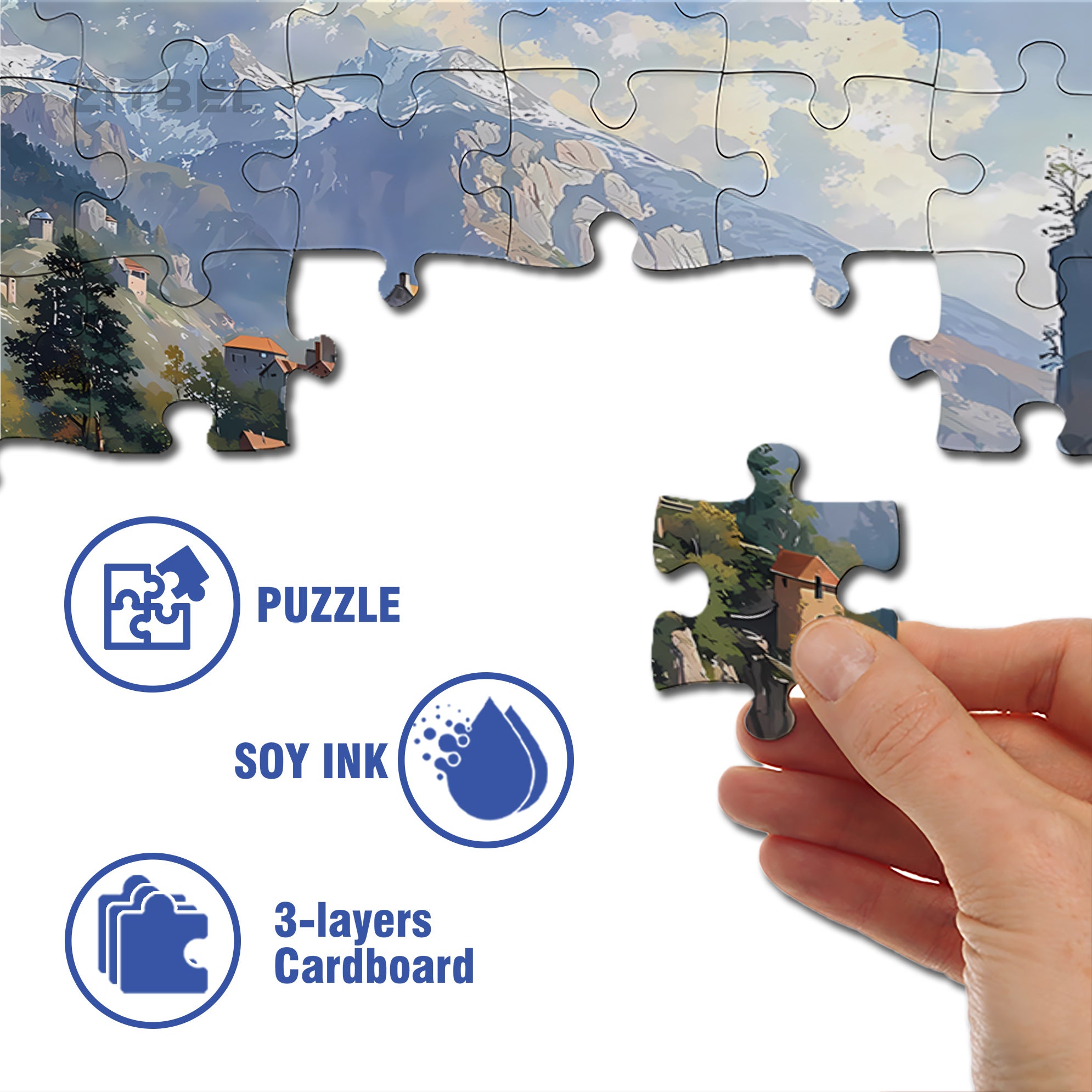 Village & Mountain 500pcs/1000pcs Jigsaw Puzzle, Scratch-Resistant, Interactive Family Game & Brain-Boosting DIY Decor, Perfect for Halloween, Christmas & New Year Gifts, Family Puzzle Game