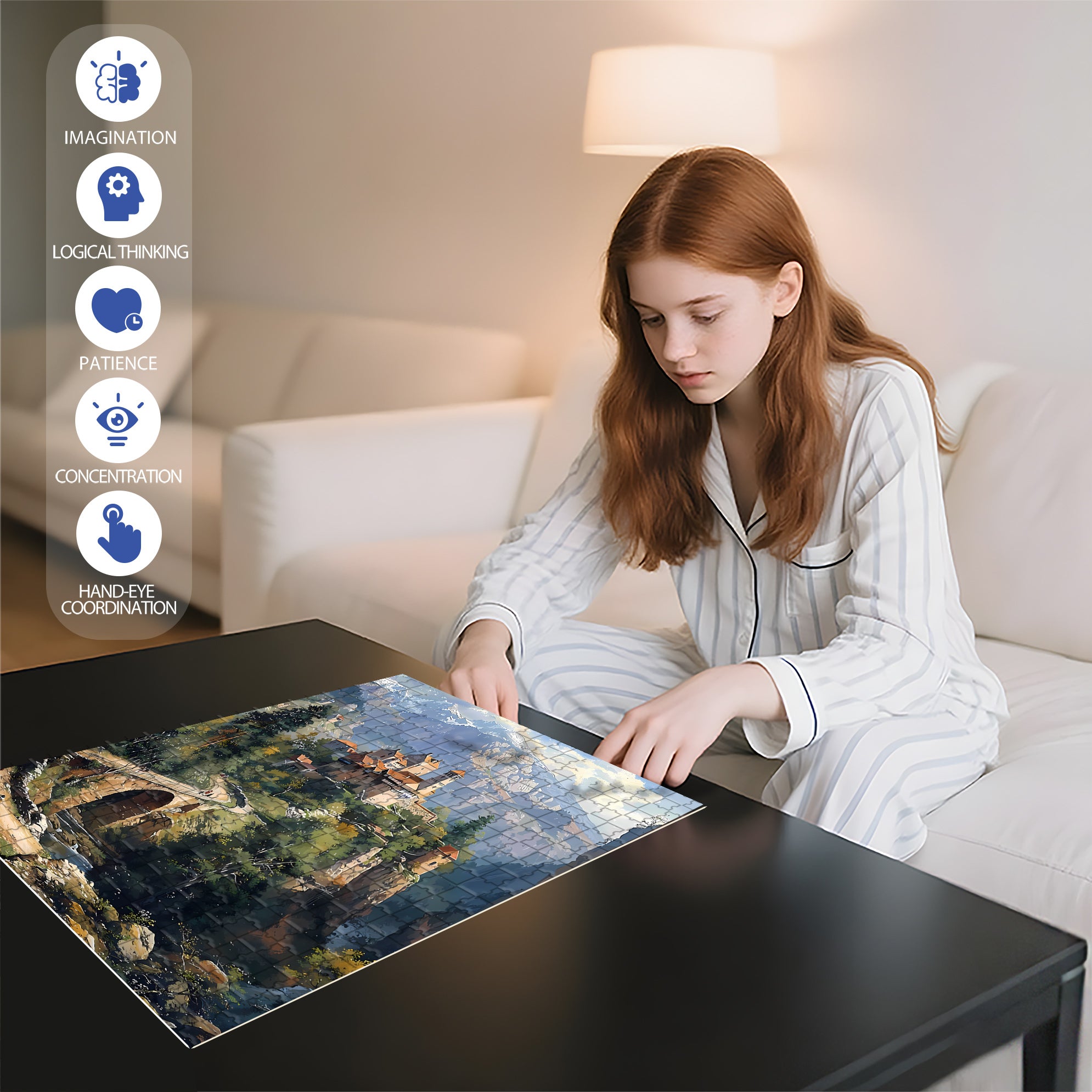 Village & Mountain 500pcs/1000pcs Jigsaw Puzzle, Scratch-Resistant, Interactive Family Game & Brain-Boosting DIY Decor, Perfect for Halloween, Christmas & New Year Gifts, Family Puzzle Game