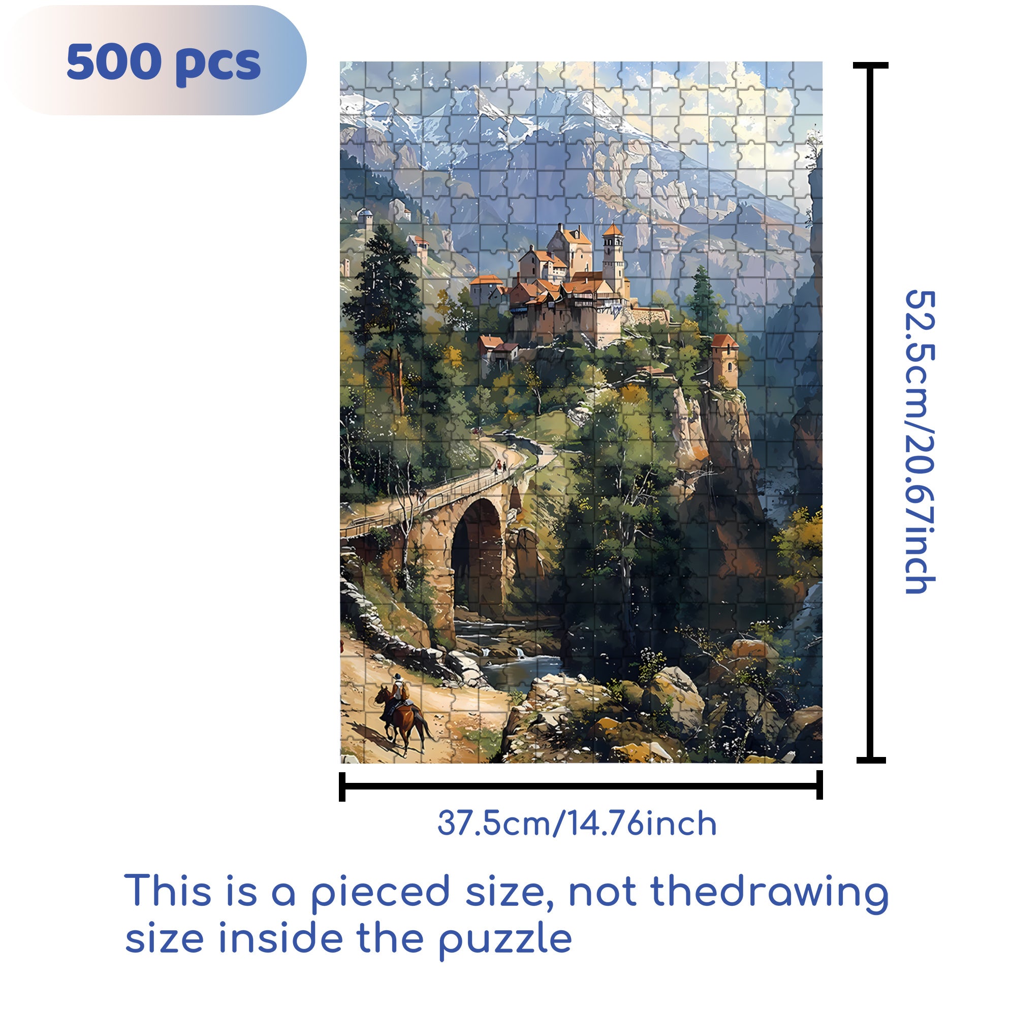 Village & Mountain 500pcs/1000pcs Jigsaw Puzzle, Scratch-Resistant, Interactive Family Game & Brain-Boosting DIY Decor, Perfect for Halloween, Christmas & New Year Gifts, Family Puzzle Game