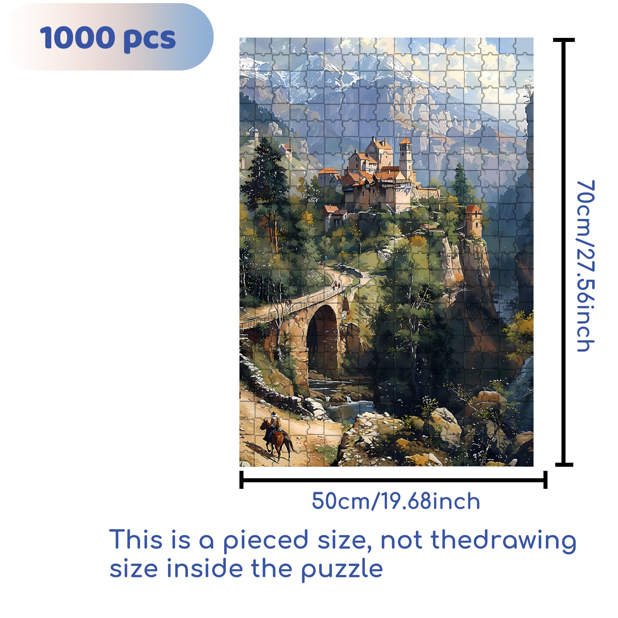 Village & Mountain 500pcs/1000pcs Jigsaw Puzzle, Scratch-Resistant, Interactive Family Game & Brain-Boosting DIY Decor, Perfect for Halloween, Christmas & New Year Gifts, Family Puzzle Game